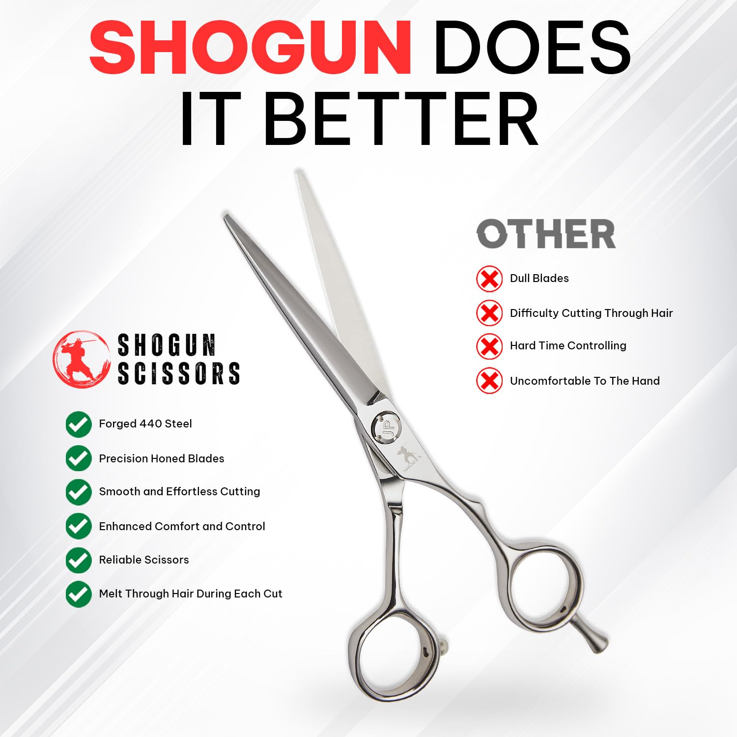 Shogun Asahi Japanese 440C Steel Hairdressing Scissors - Professional Barber Salon Shear for Hairdressers Barbers, and Salon Use - Image 3