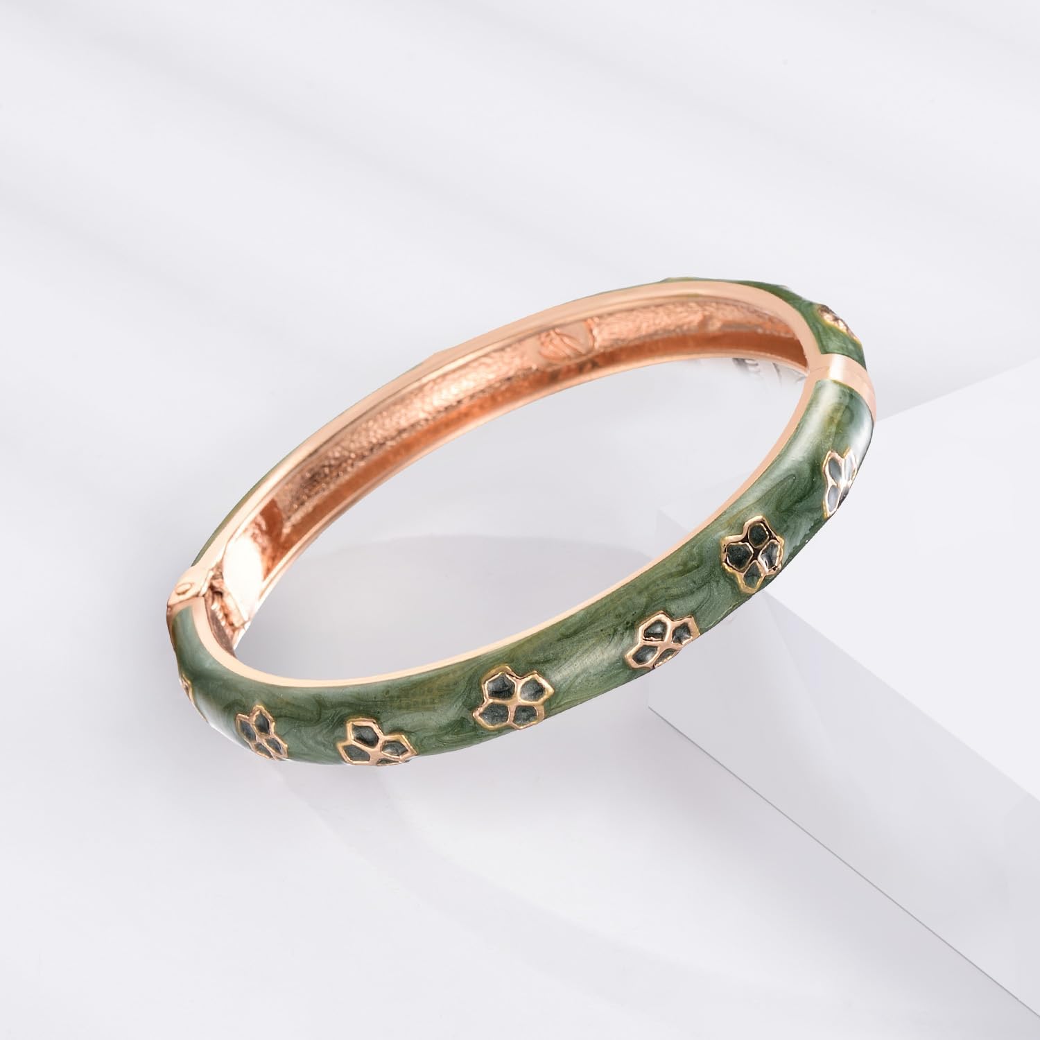 UJOY Vintage Bracelet Colorful Cloisonne Women Hinged Bangles Enameled Bracelets Jewelry Gifts 55A44 - Image 2