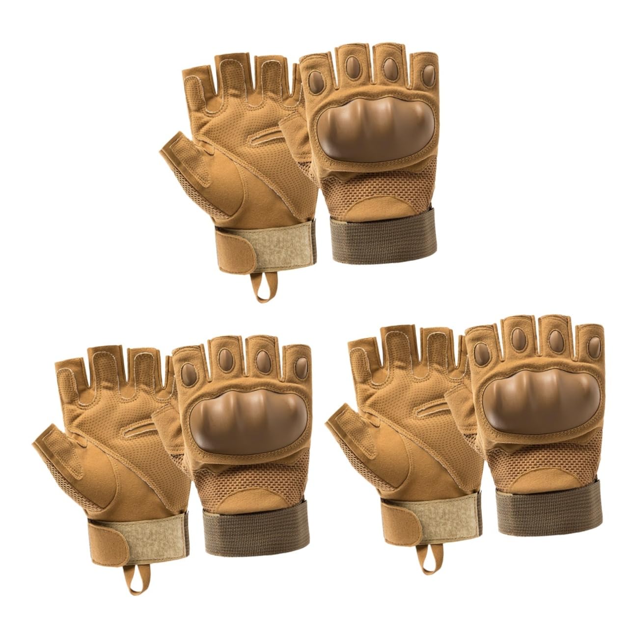 Milisten 3pares Guantes De Montañismo De Dedo para Hombre y Mujer Guantes De Ciclismo Resistentes Al Desgaste y Antideslizantes para Actividades Al Aire Color Khaki