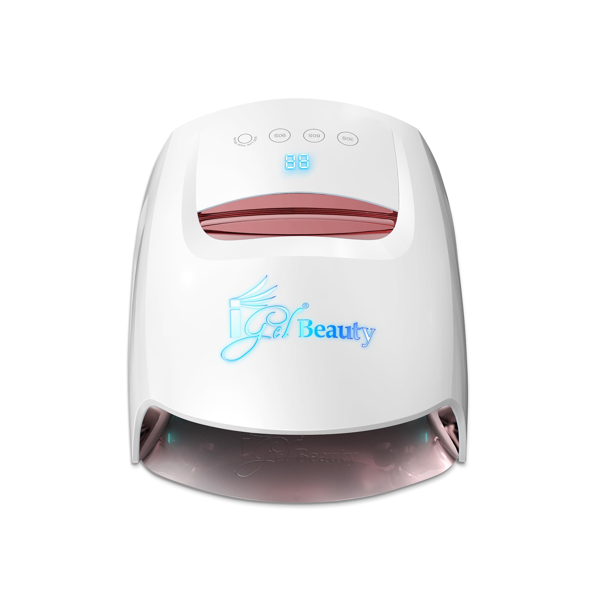 iGel Beauty LED PRO Nail Lamp – Rose Gold, 48W Rechargeable UV/LED Nail Dryer, Cordless with 5200mAh Battery, Motion Sensor, Timer Settings, Low Heat Mode, Professional Gel Nail Lamp