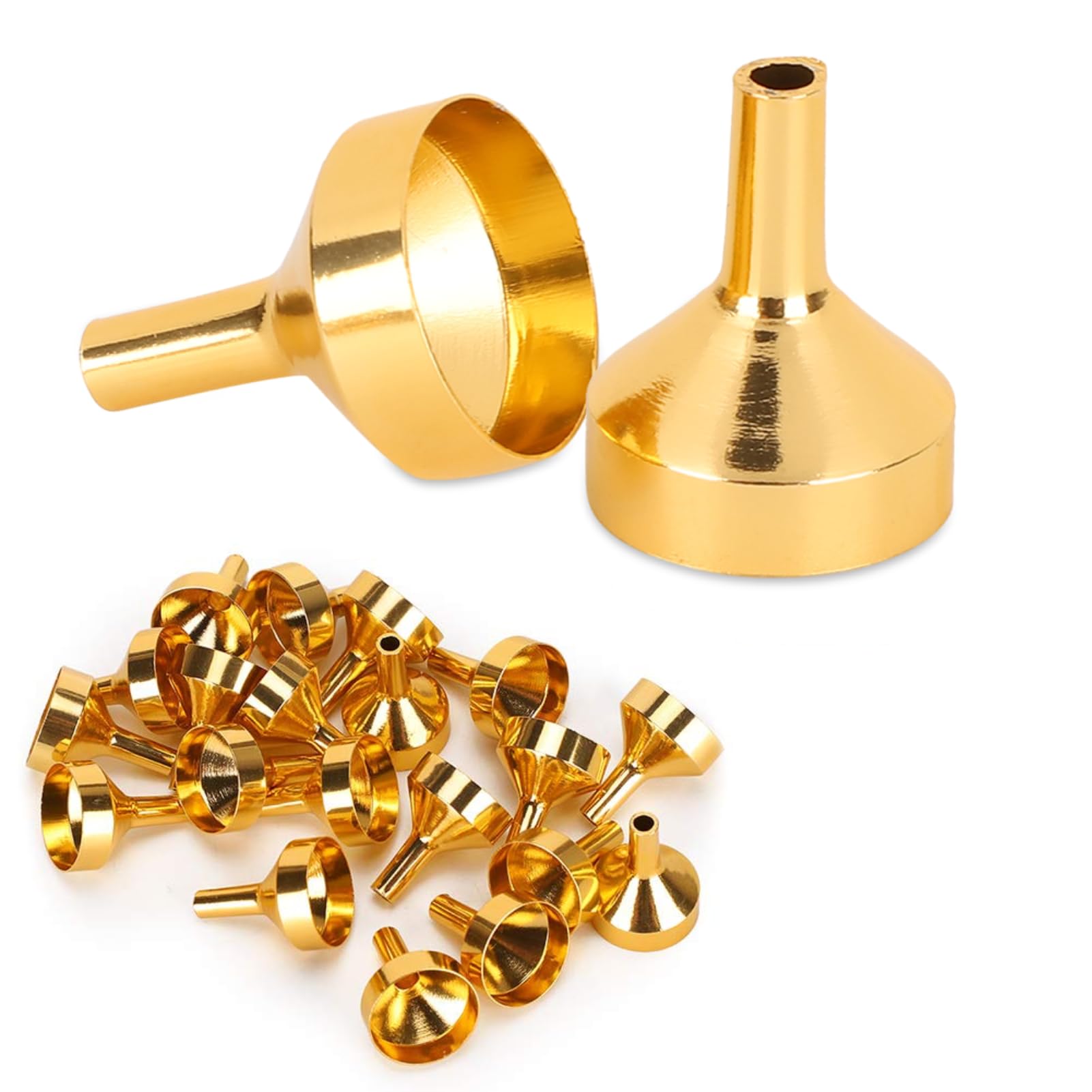20pcs Mini Empty Funnel Gold Metal Funnels for Perfume Fragrance Essential Oils,Cosmetic Liquids Refilling Tool