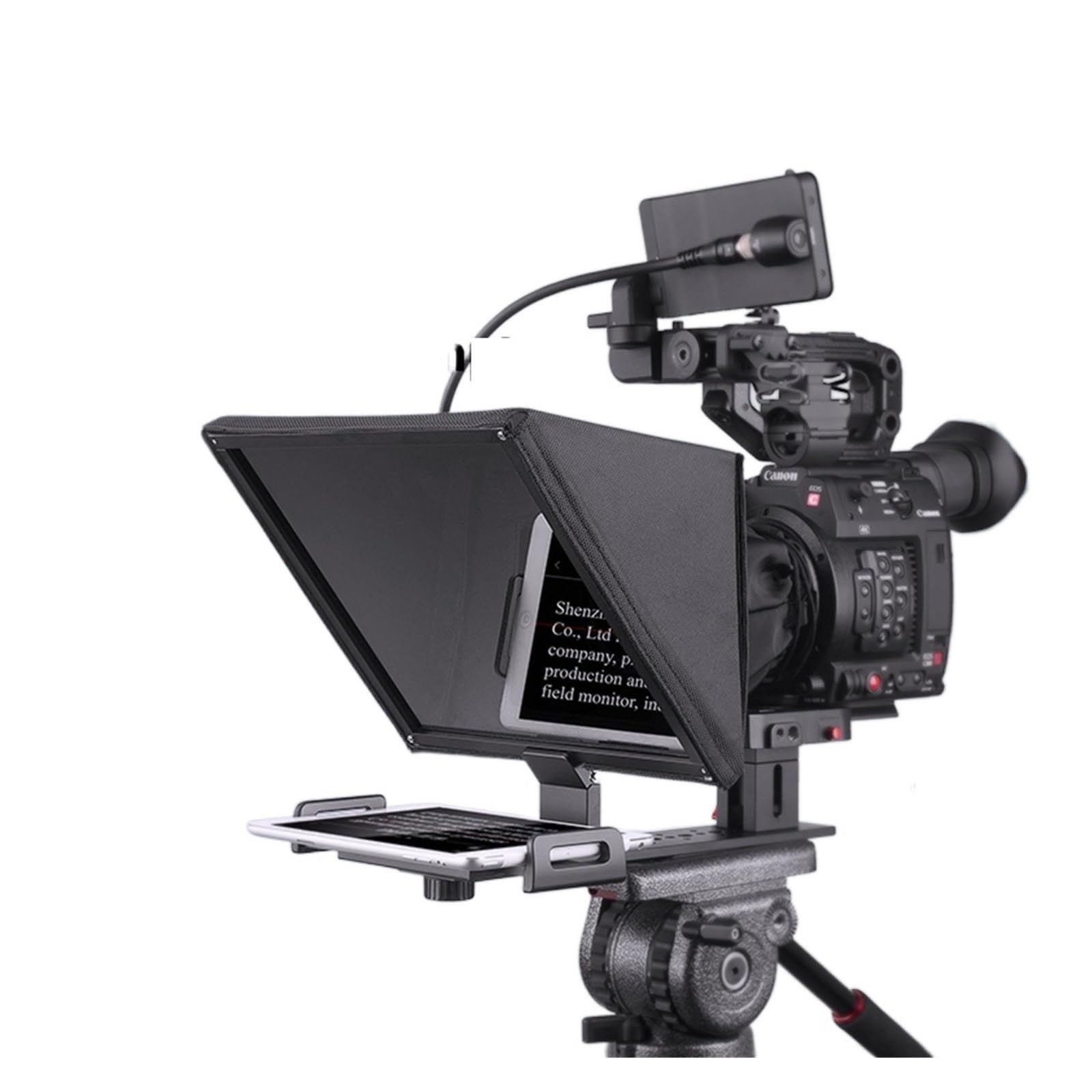 Teleprompter, T12 Teleprompter DSLR Micro Einzelkamera, zusammenklappbares HD-Display, unterstützt vertikale Aufnahme, Online-Prominente, Live-Interview, Online-Lehre Live-Streaming