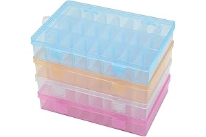 4 Pcs 24-Grid Adjustable Storage Box Jewelry Organizer
