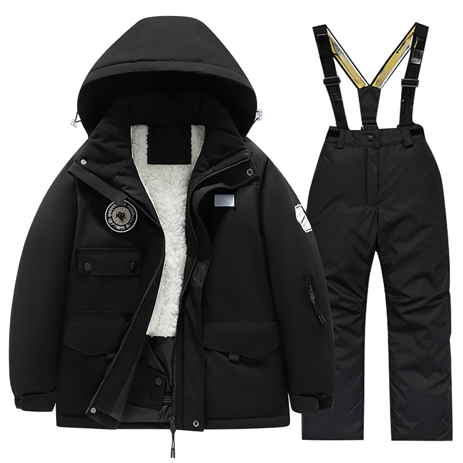 Genérico Traje de Esquí Infantil Chaqueta Pantalones Térmicos Aislamiento Tela Impermeable Bolsillos Seguridad Confort Actividades Nieve Invierno