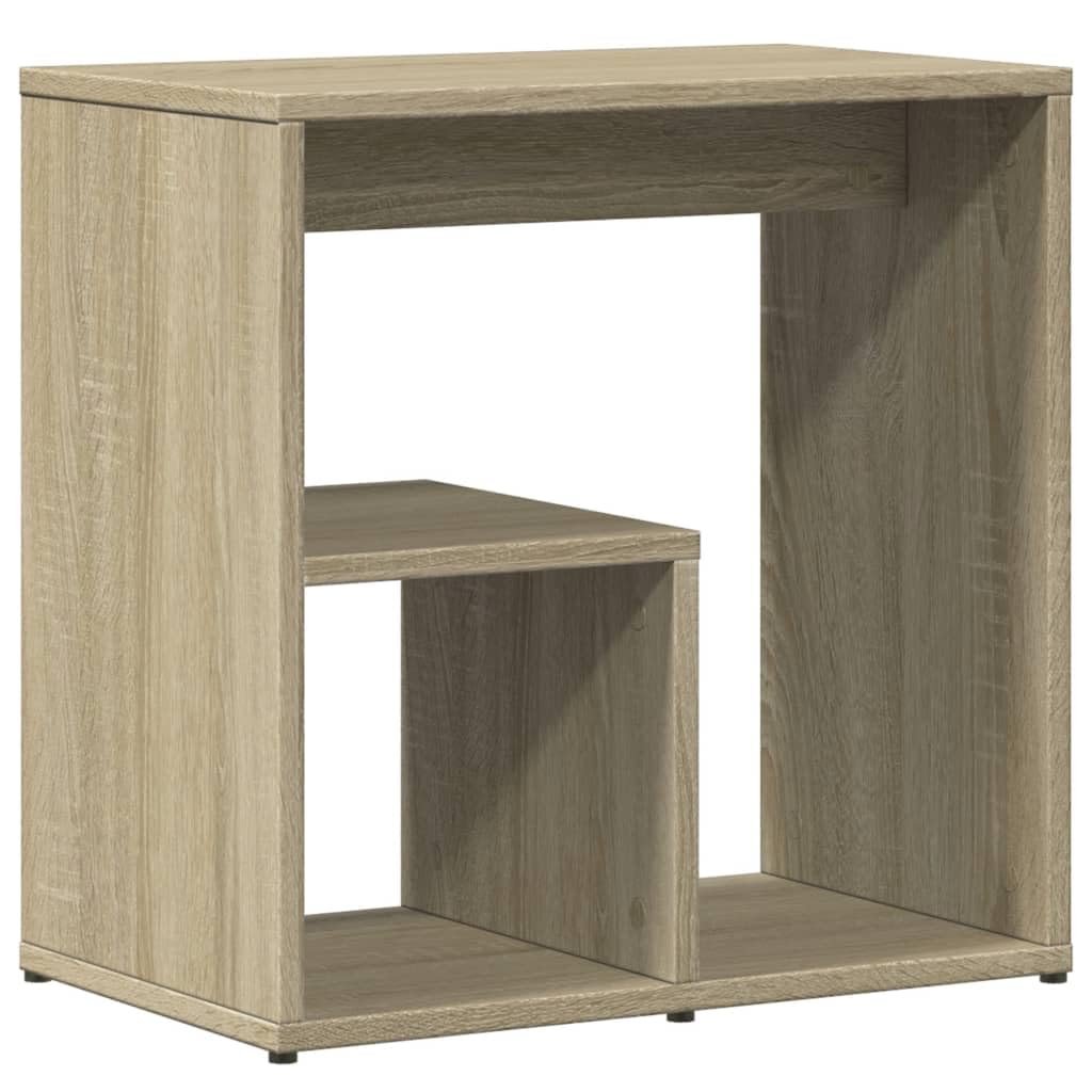 Juego de 2 mesas auxiliares de roble Sonoma, madera de roble, 50 x 30 x 50 cm, con estante de almacenamiento y tablero robusto para salón, dormitorio, pasillo, junto al sofá, cama