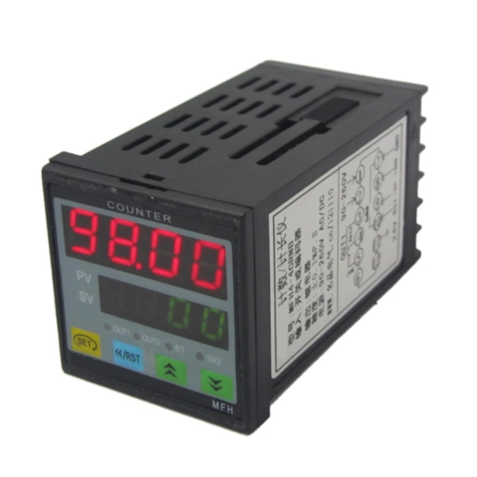 Zählerlängenzähler, 4 digitale multifunktionale 90–260 V AC/DC voreingestellte Relaisausgänge