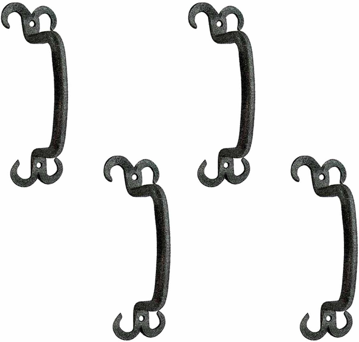 Renovators Supply Black Wrought Iron Cabinet Handle 4.5 Inches Long Rustic Decorative Horn Tip Pull Handle Rust Resistant Powder Coated Drawer and Dresser Door Pulls with Mounting Hardware Pack of 4