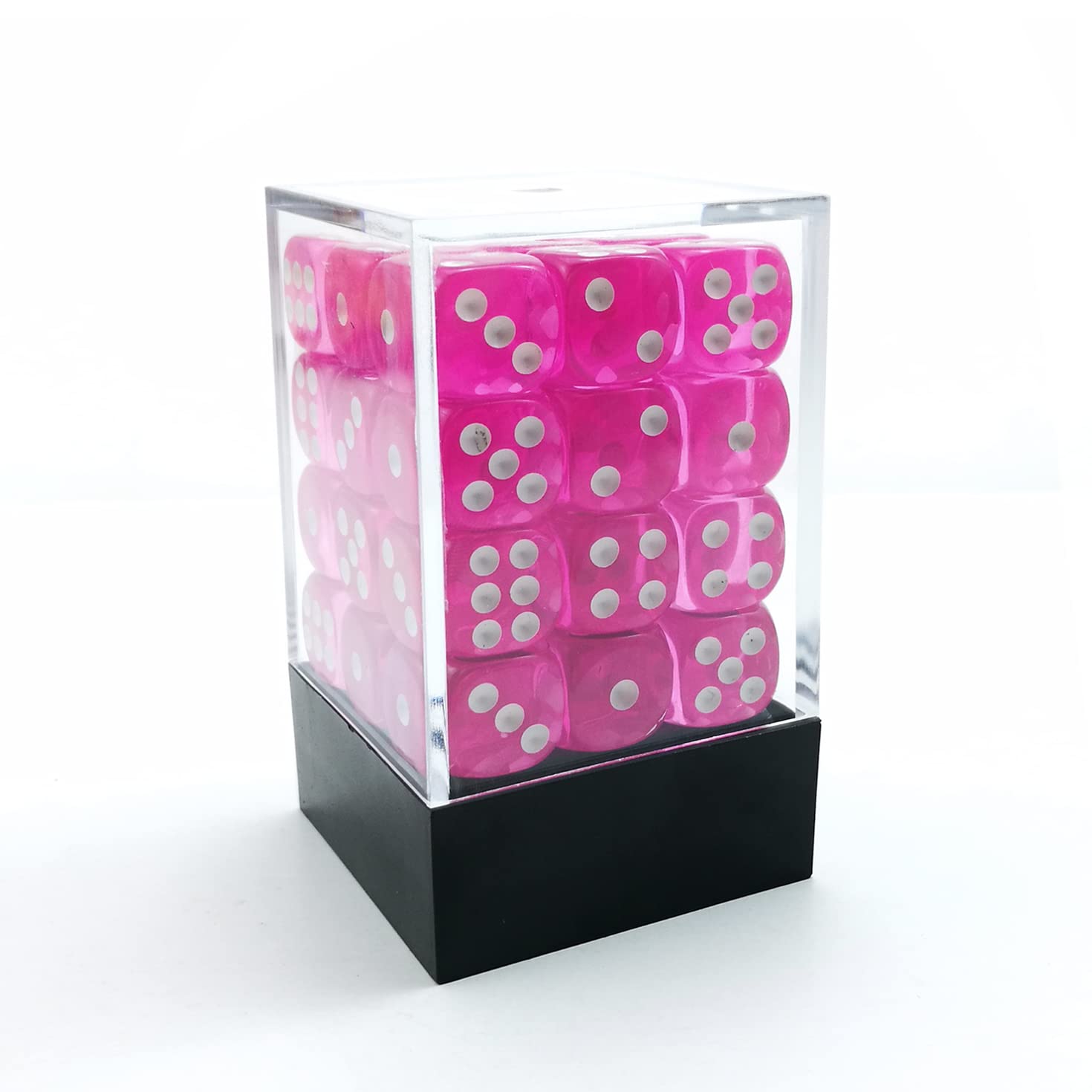 Bescon 12mm 6 Sided Dice 36 in Brick Box, 12mm Six Sided Die (36) Block of Dice, Translucent Pink