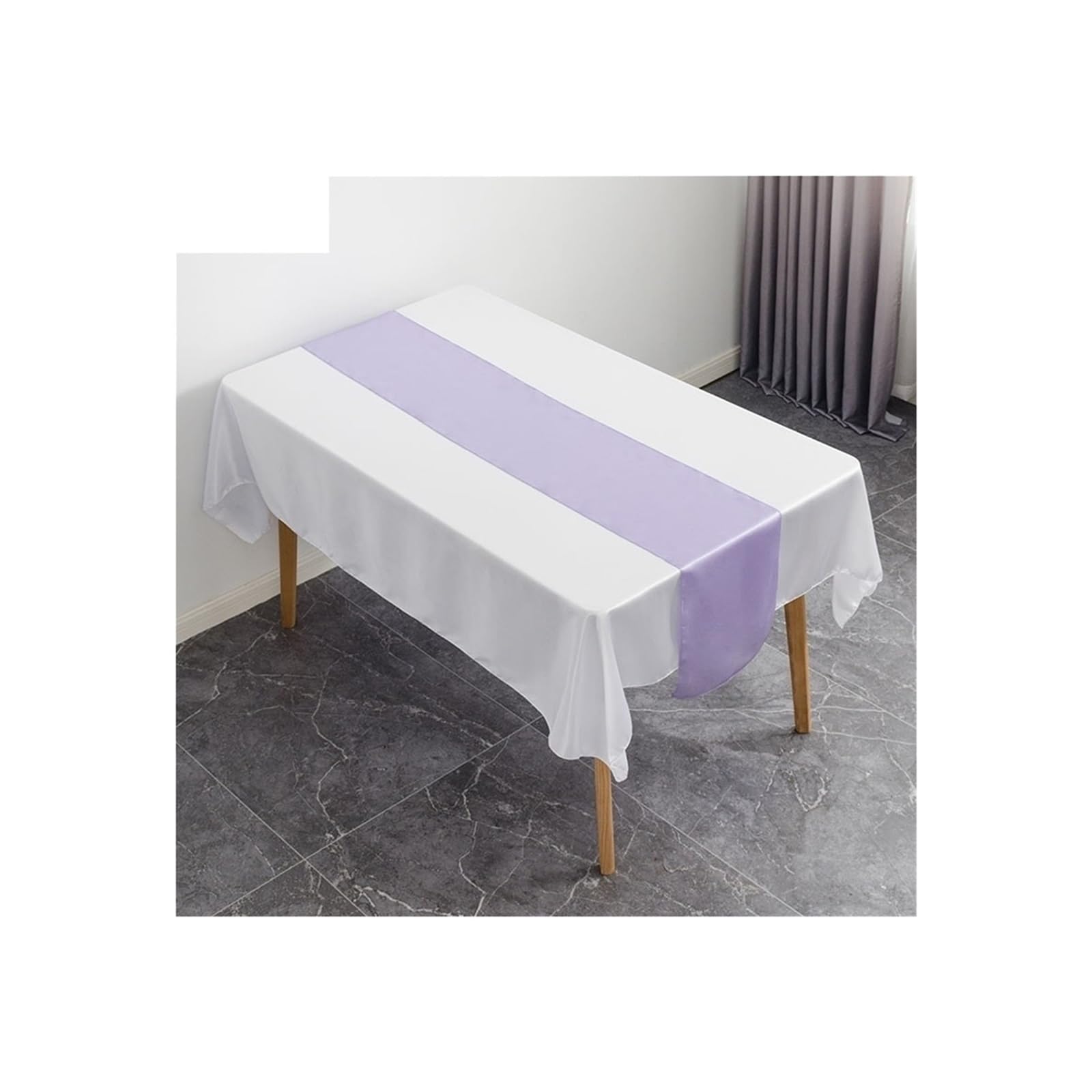Table Runner 6PCS Shiny Satin Banquet Wedding Table Runners Silk Ribbon Flags Party Hotel Event Decoration Christmas Home Dining(Purple)