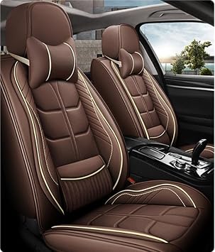 Leather Car Seat Cover for BMW X7 2019-2024,Waterproof car seat Covers with Lumbar Support,Comfortable Breathable Seat Cover,Easy to Install5PCS Luxury,Coffee