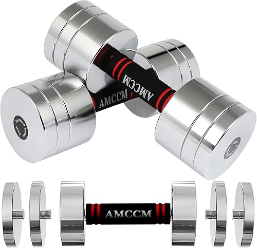 AMCCM Juego de mancuernas de acero, pesas ajustables con asas de espuma, antideslizantes, para gimnasio en casa, para hombres y mujeres, mancuernas