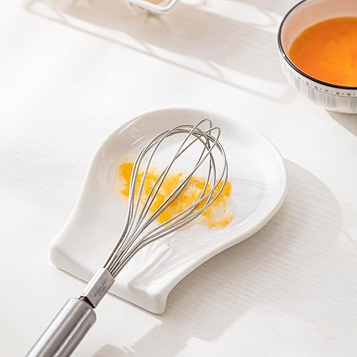 Miniatura 7 de HOMBENE - Reposacuchas de porcelana para encimera de cocina, de cerámica, pequeño cucharón de 4.5 pulgadas, soporte para cuchara para encimera de