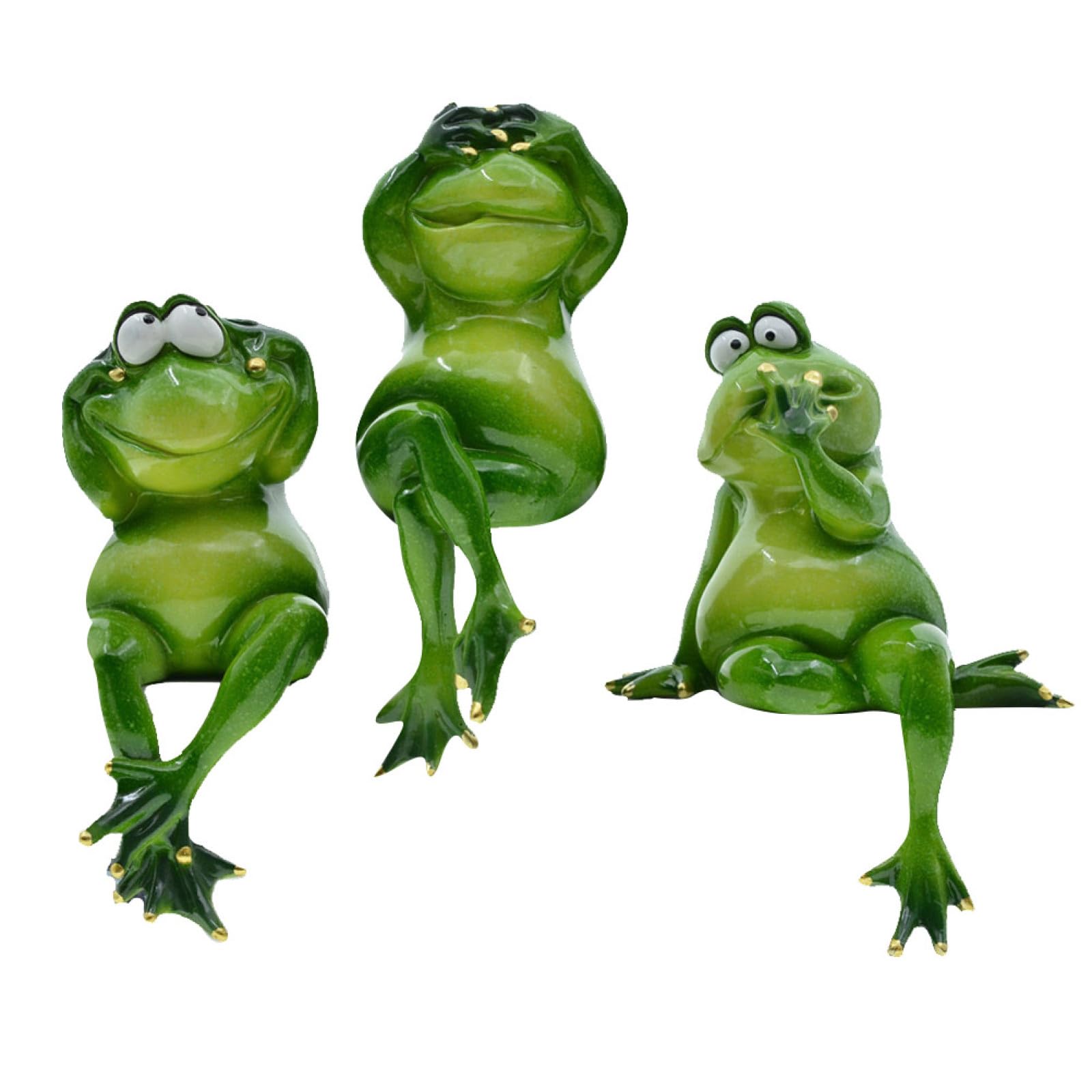 Grenouilles en résine pour jardin : 3 ornements d'animaux au style unique