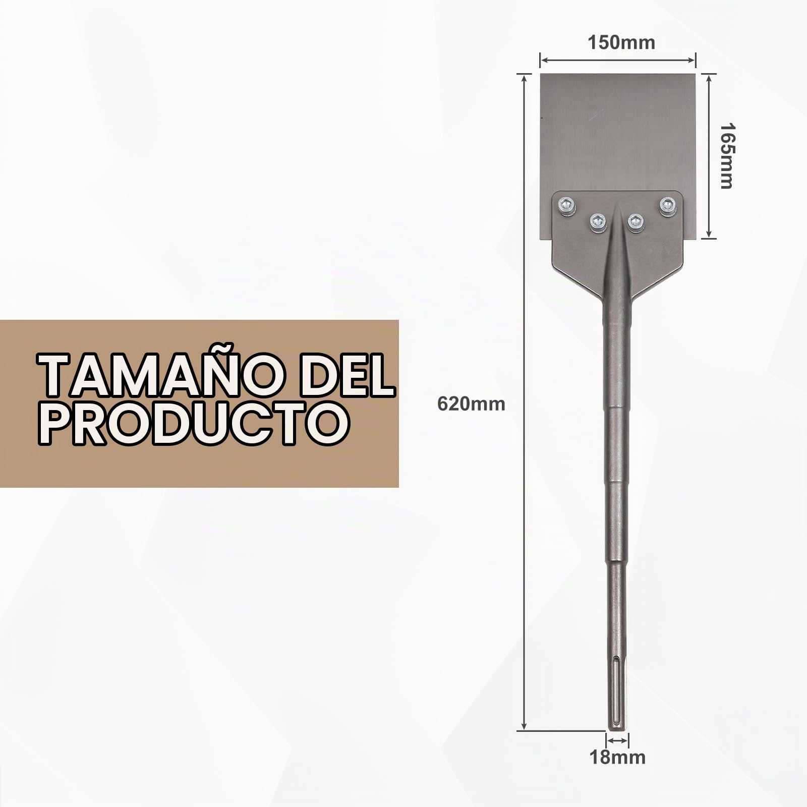 CPROSP Cincel de Espátula SDS MAX 620x150mm para la Eliminación de Revestimientos y Recubrimientos de Suelos en Combinación con Equipos de Demolición