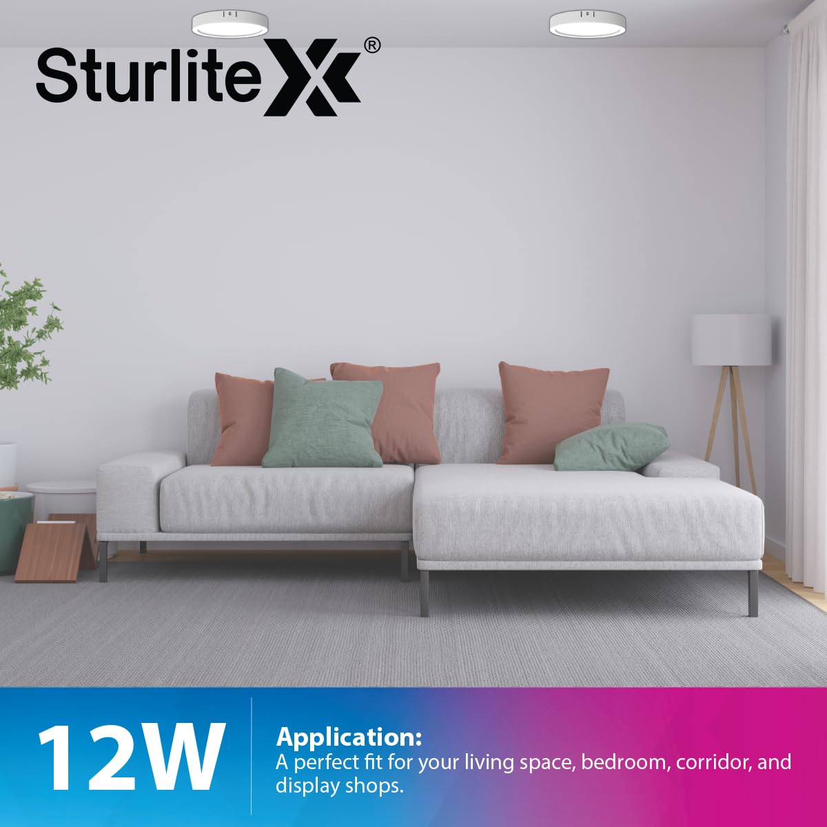Sturlite S-FIT 12W Round LED Surface Light| 6500k Cool White Color Temperature| 960 Lumens with CRI Tech for Accurate Color Representation - (Pack of 2) 4