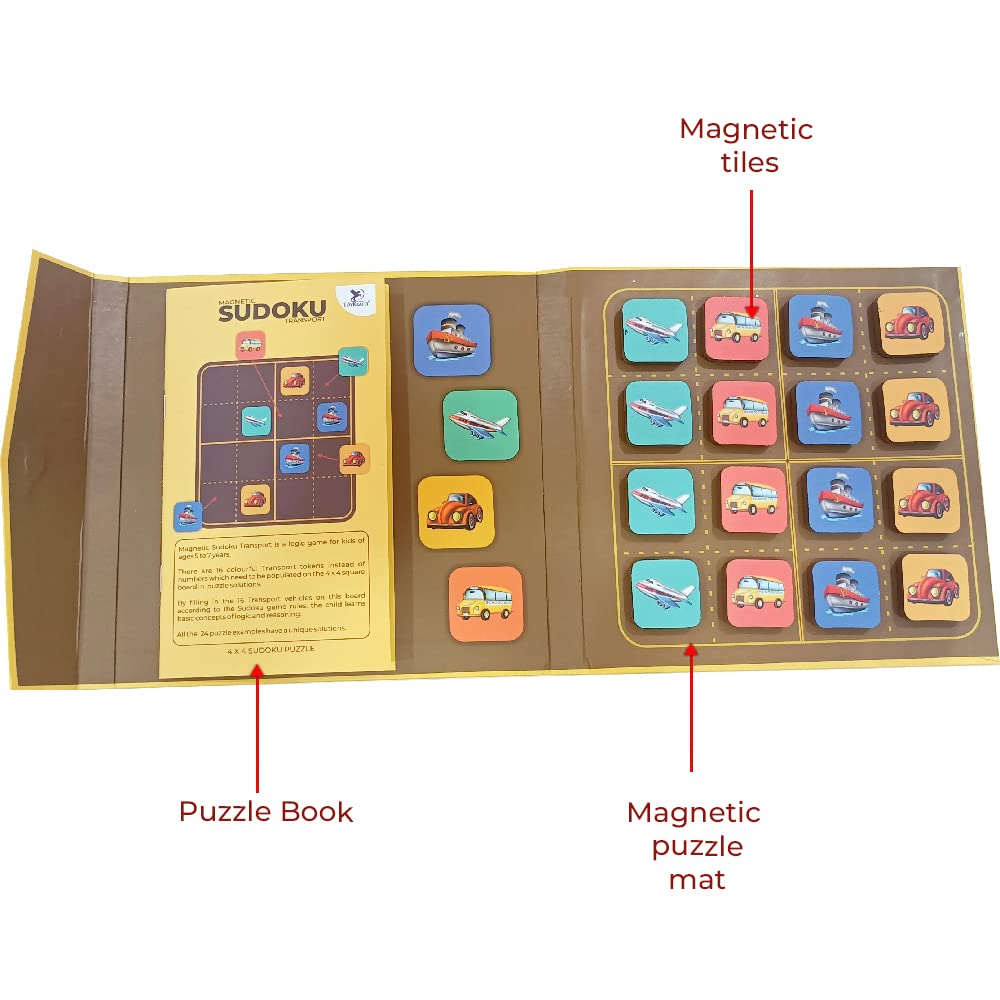 PELIKAS TOYZ Sudoku Mind Games Children, Puzzles for Kids 5 to 7 Years Old, Games for Kids for Age 5 to 7, Gifts for Boys Girls, Magnalogix Learning Magnetic Toys, Sudoku Junior Transport - Image 3 thumbnail