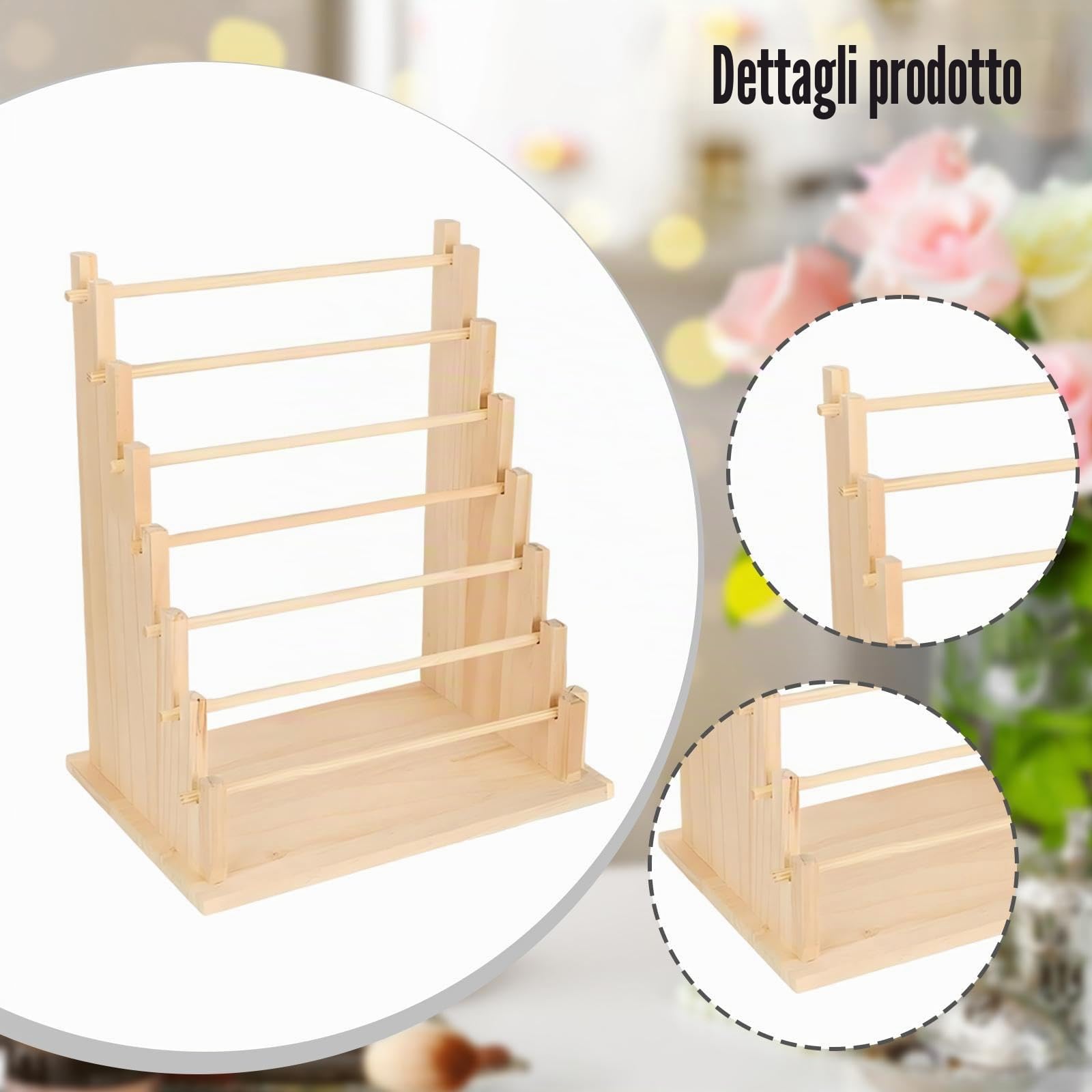 MagiDeal Organizzatore di nastri in legno, porta braccialetti, espositore per rocchetti di filo, organizer per nastri washi per confezioni regalo e negozio di