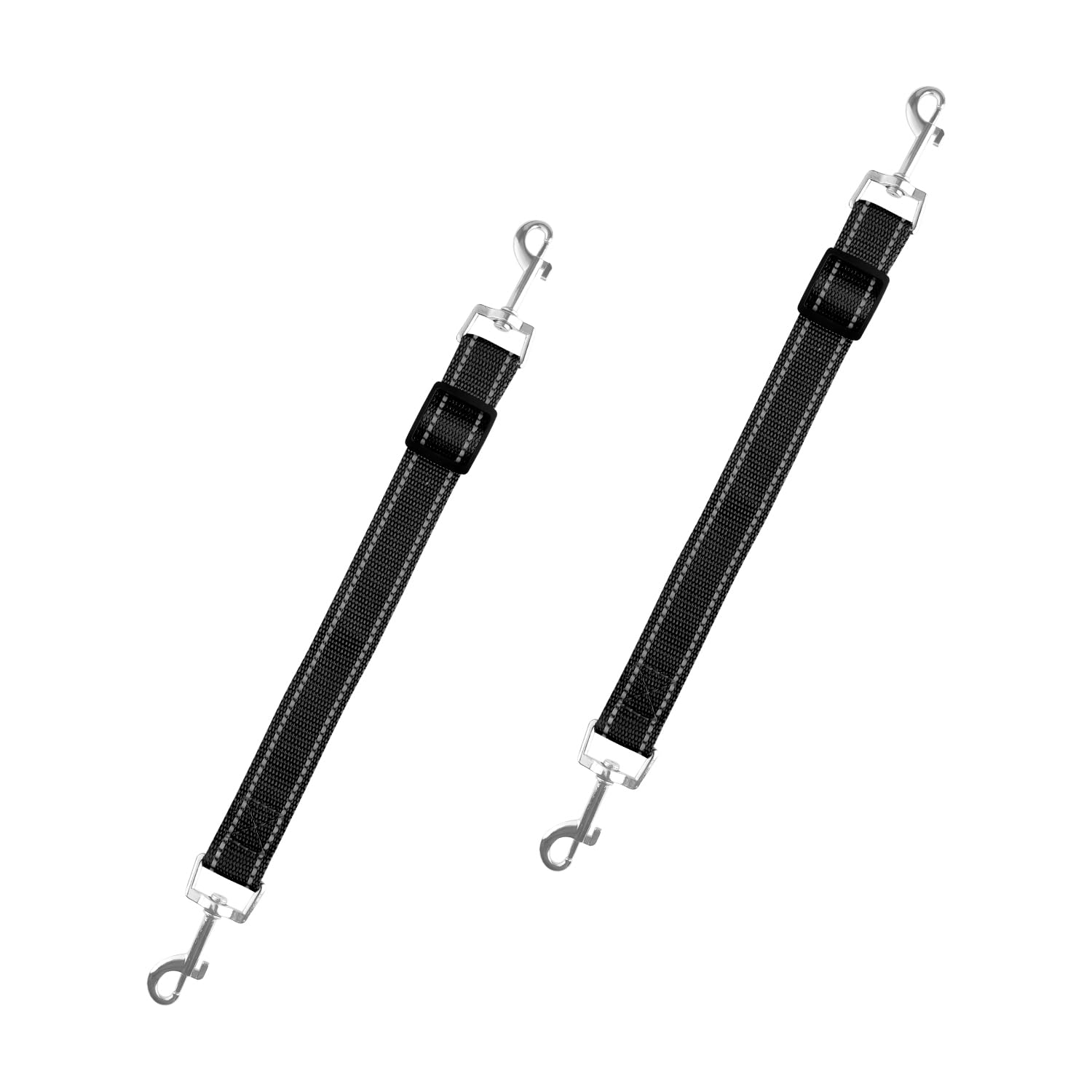 Hopzab 2-Piece Dog Collar Clips, Durable Nylon Safety Link, Adjustable Backup Clasp for Pet Leashes, Reflective for Visibility, Versatile Pet Accessories(Black)