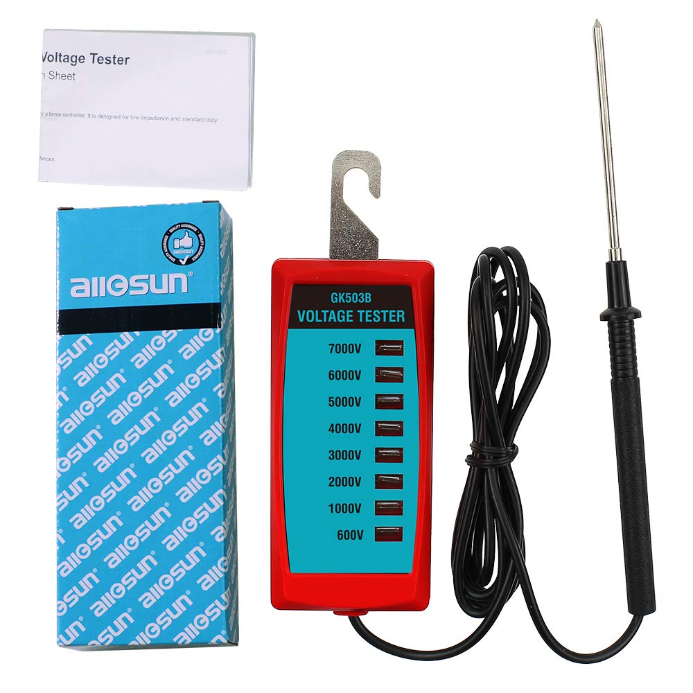 allsun Electric Fence Voltage Tester Fault Finder Farming Equipment Portable Testing Tool Neon Lights Max 600V - 7000 V