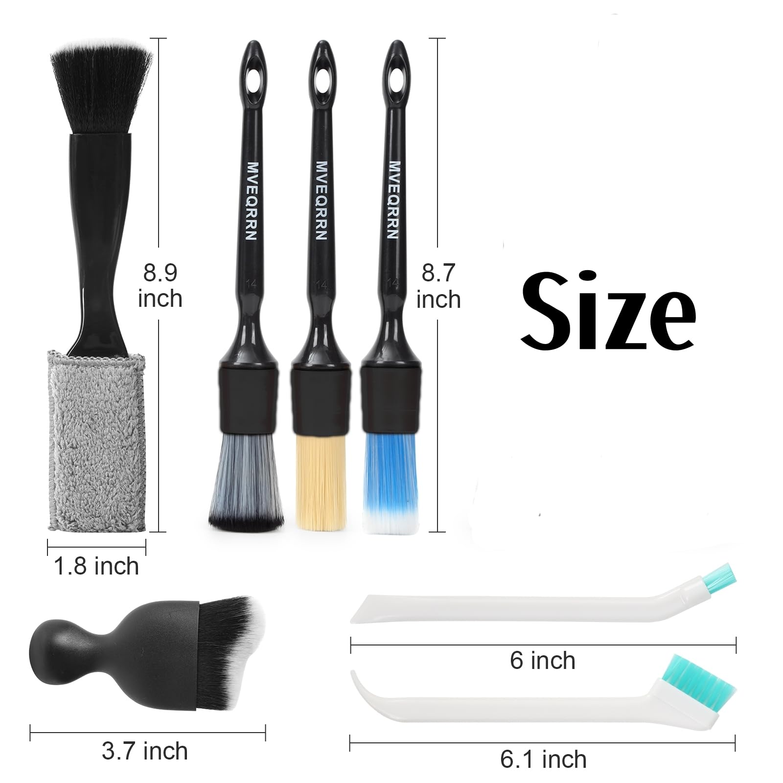 MVEQRRN Car Detailing Brush Set - 7 Piece Kit -2