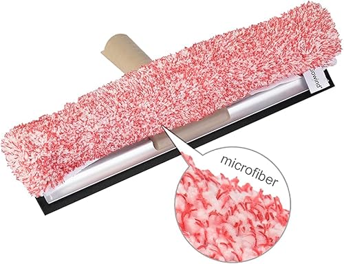Miniatura 5 de Escobilla multiusos de ventana de 12 pulgadas con poste de aluminio ajustable de 6.7 a 49.4 pulgadas, limpiador de ventana de microfibra altamente