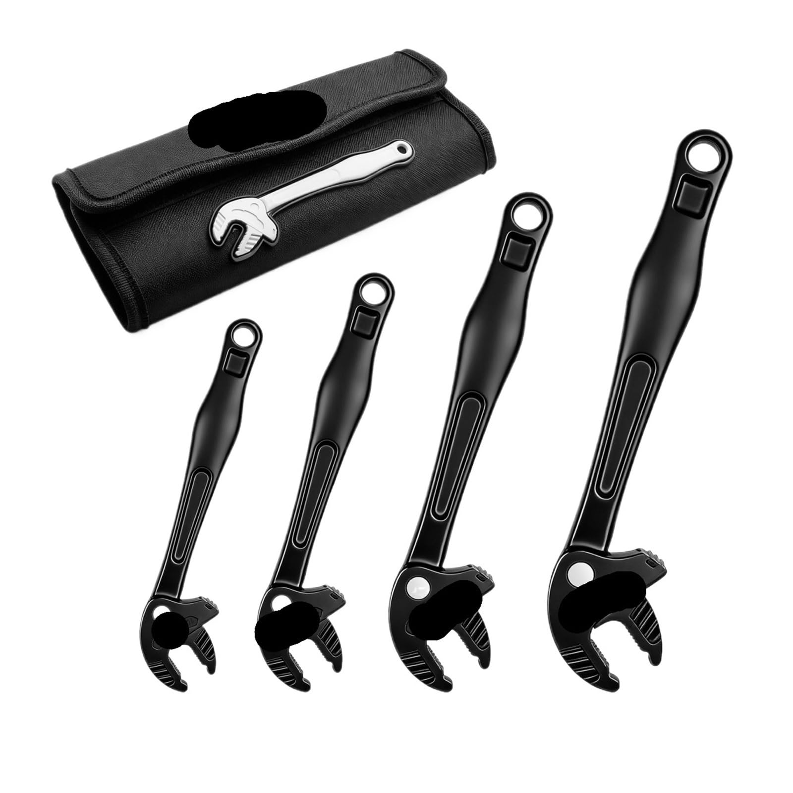 Wjiayao Black Set - 4Pcs Crab Claw Wrench 4/6Pcs Heavy-Duty Industrial Crab Claw Wrench Adaptive Ratchet Large Opening For Automotive Plumbing(Black Set - 4Pcs)