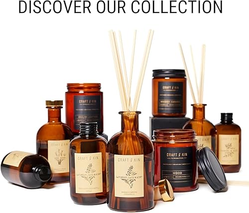 Miniatura 7 de Craft & Kin Difusor de caña con aroma a salvia, flor de naranjo y loto Aceite esencial totalmente natural y 8 varillas de fragancia de ratán