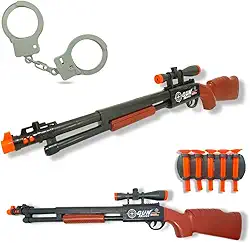 Sniper De Brinquedo Espingarda Atira Dardos Shotgun + Algema