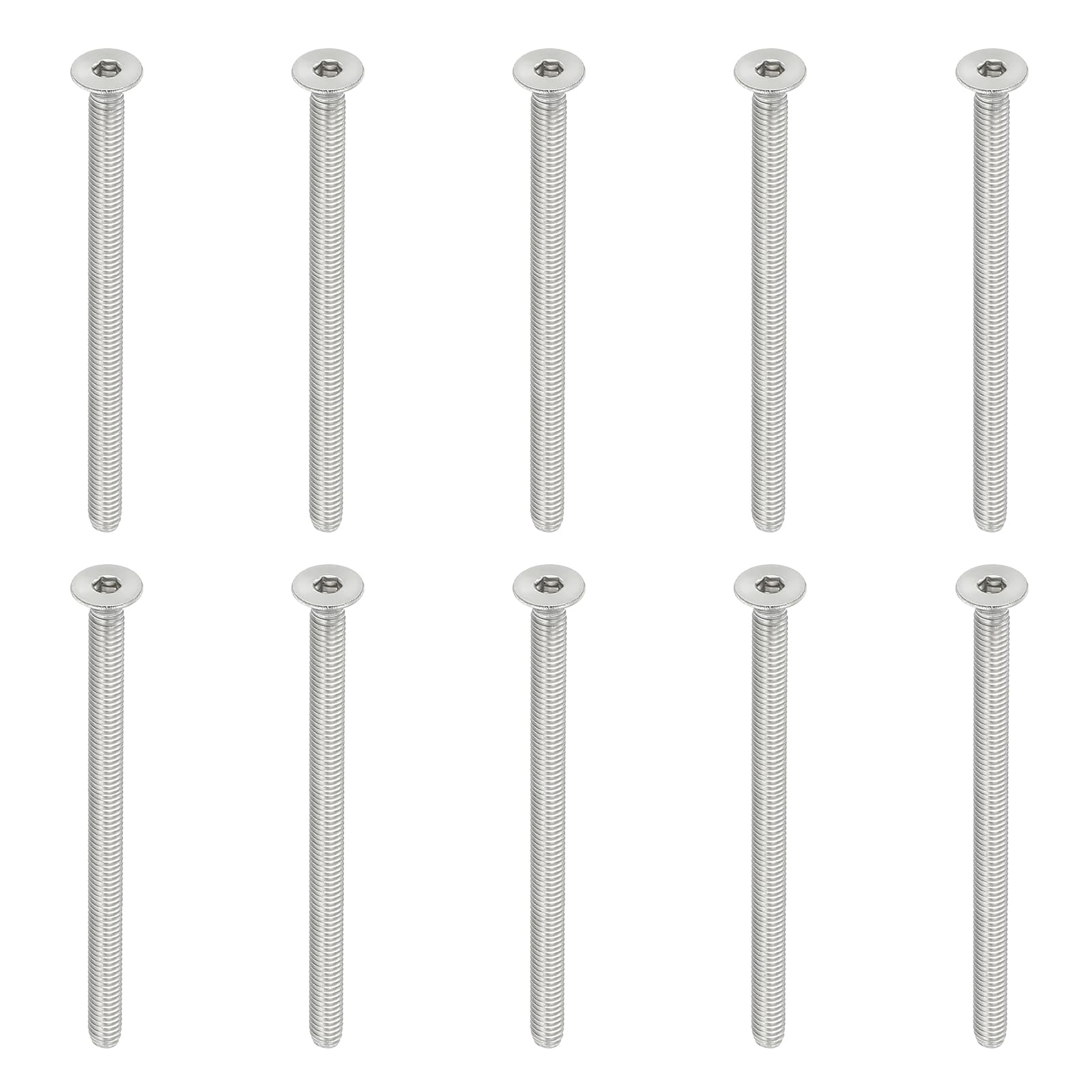 PATIKIL M4 x 60mm Flat Head Socket Cap Screws, 10 Pack 304 Stainless Steel 18-8 Machine Screws Flat Countersunk Bolts Hex Socket Drive Fasteners Grade