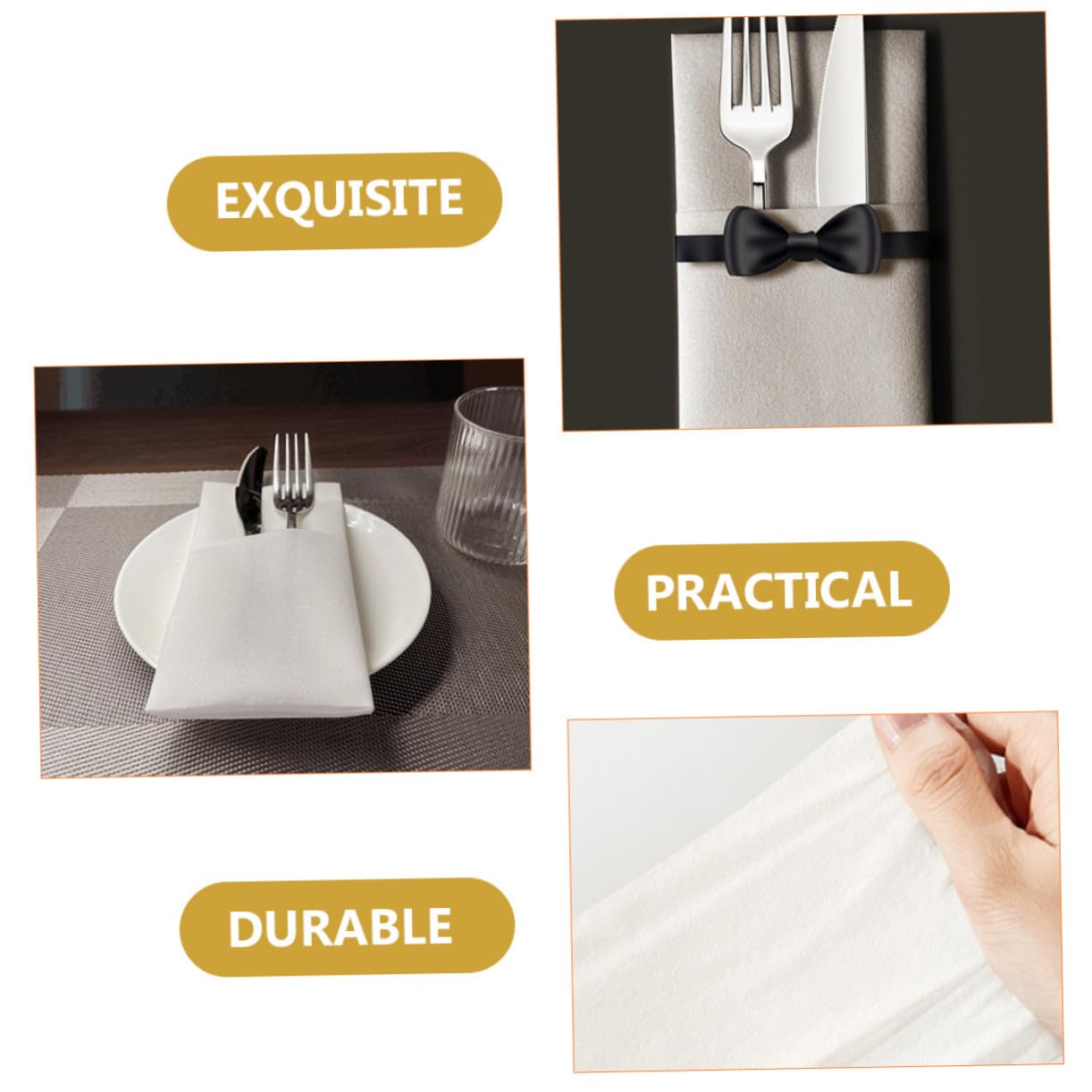 Servilletas Desechables 50 de Color Claro Diseño Grueso y Elegante, Material de Pulpa de Madera, Amigables la Piel para Boda y Cenas Ideales para Banquetes o Cenas