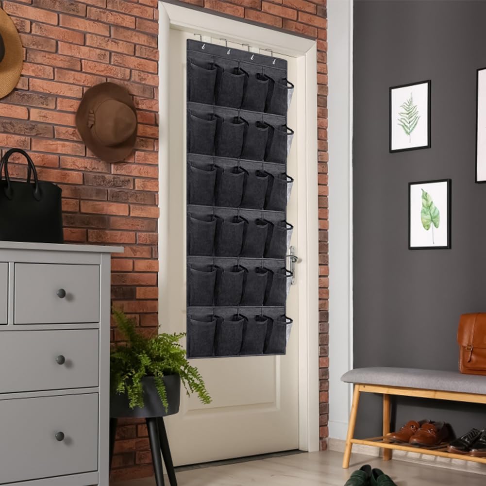 Organizador de zapatos sobre la puerta con 48 bolsillos, bolsa de almacenamiento colgante de gran capacidad para zapatos, ideal para cocina, dormitorio, baño, armario, juego de 2