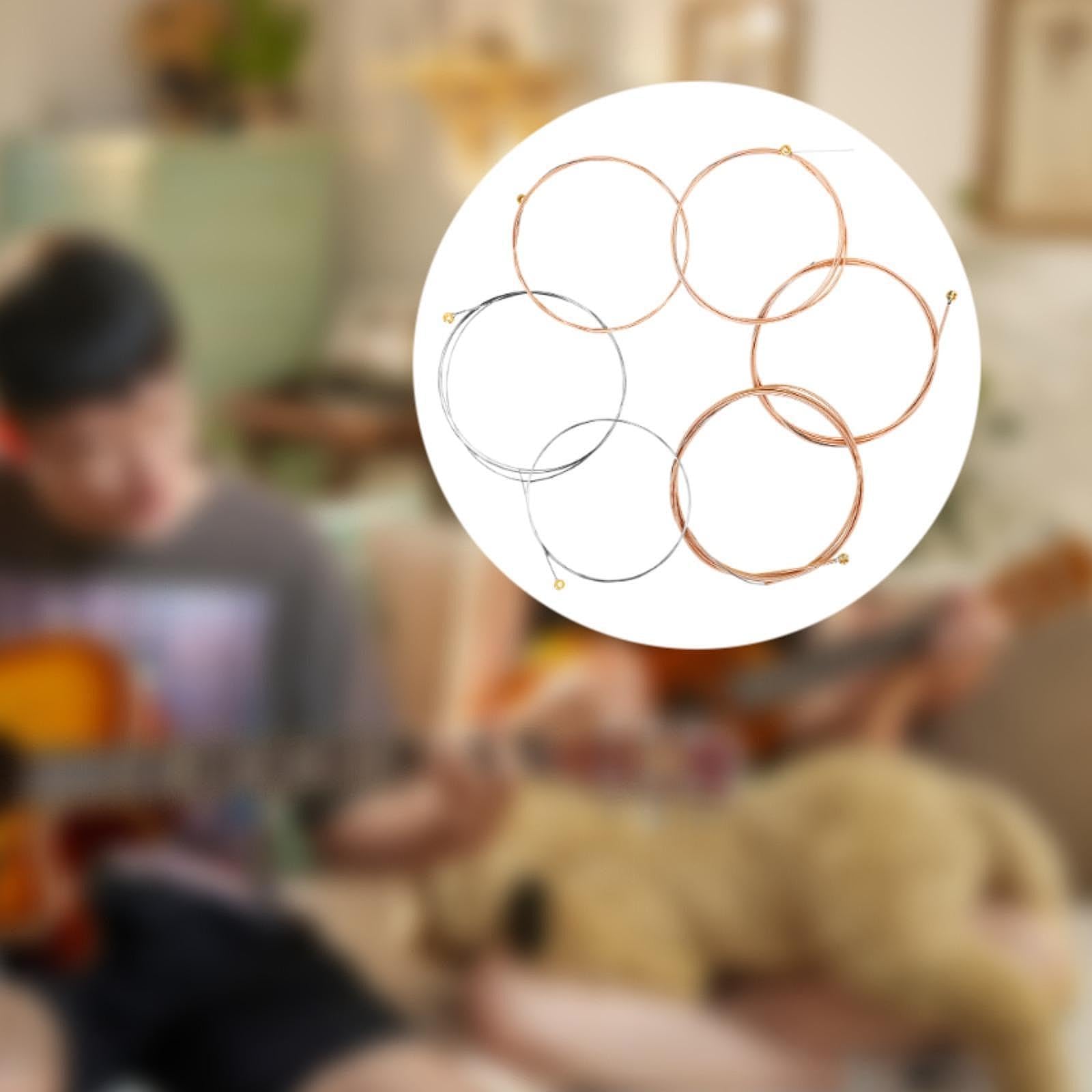 6Pcs Folk Guitar Strings Set for Beginners – High Carbon Steel Core, Phosphor Bronze Coated, Easy to Install, Acoustic Guitar Replacement Strings