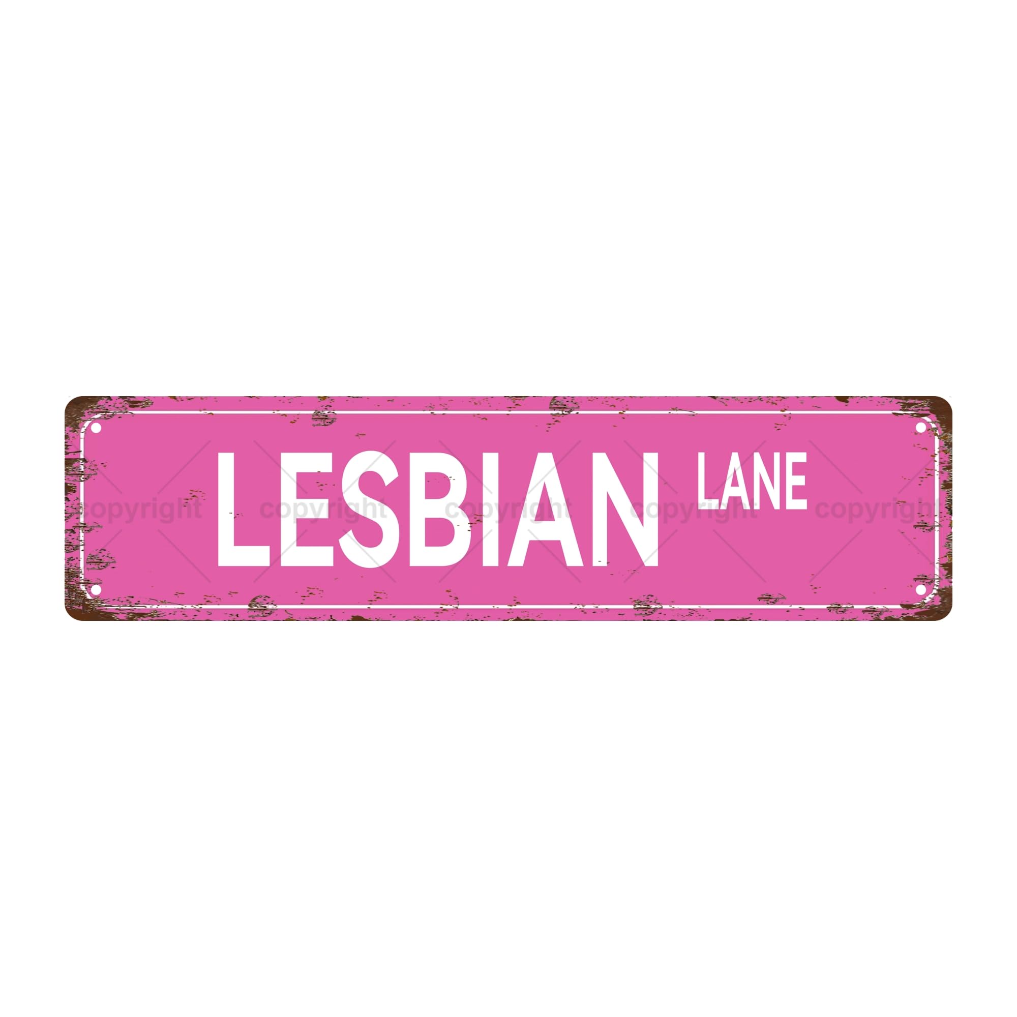 Lesbian Lane LGBT Metal Tin Street Sign Bar Cafe Garage Cave Home Room Wall Bathroom Farmhouse Garden Porch Patio Decor,4x16 Inch