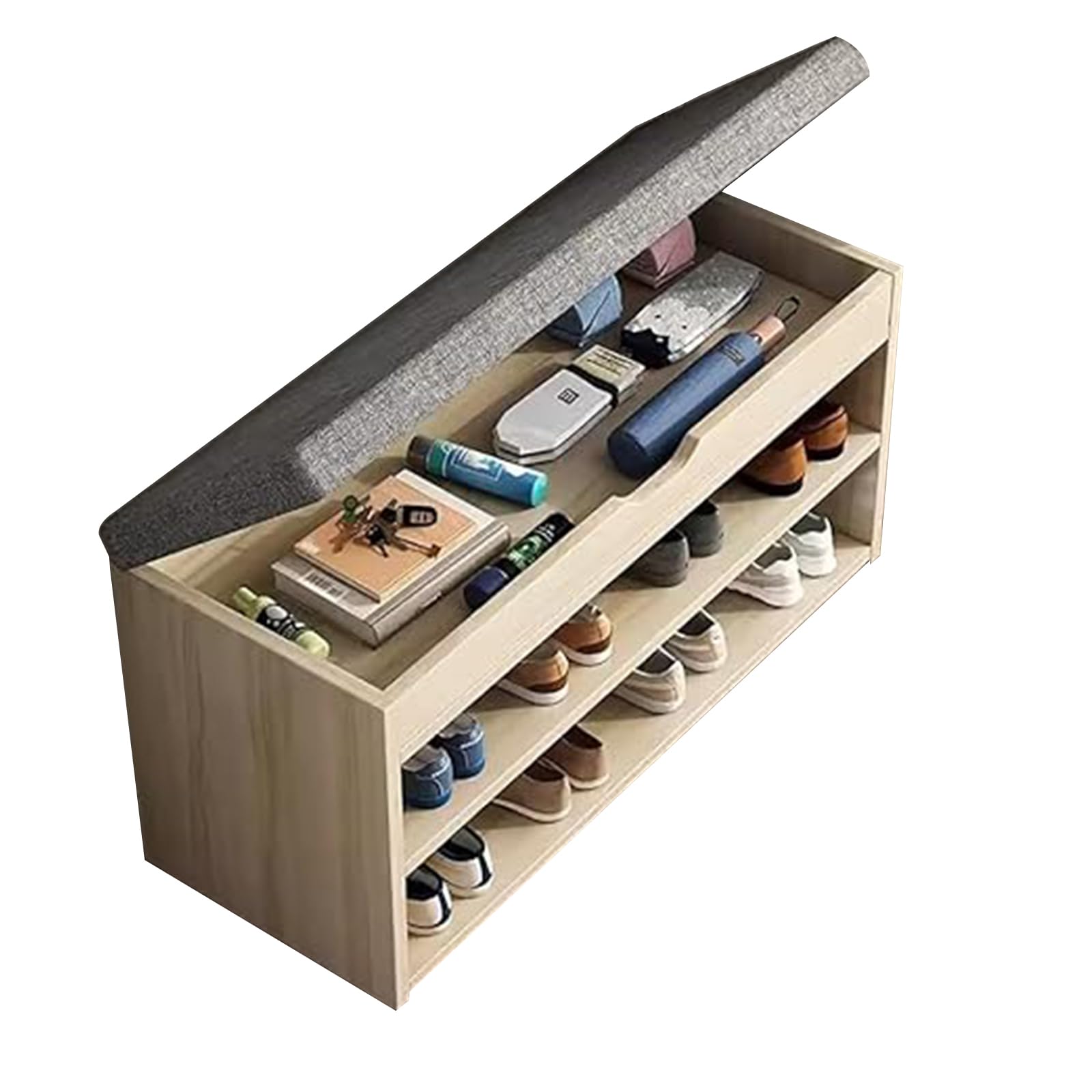 Wyściełany stojak na obuwie do przedpokoju stylowe rozwiązanie do przechowywania butów i akcesoriów oszczędzający miejsce design (rozmiar: 80 x 28 x 43 cm Kolor: B)