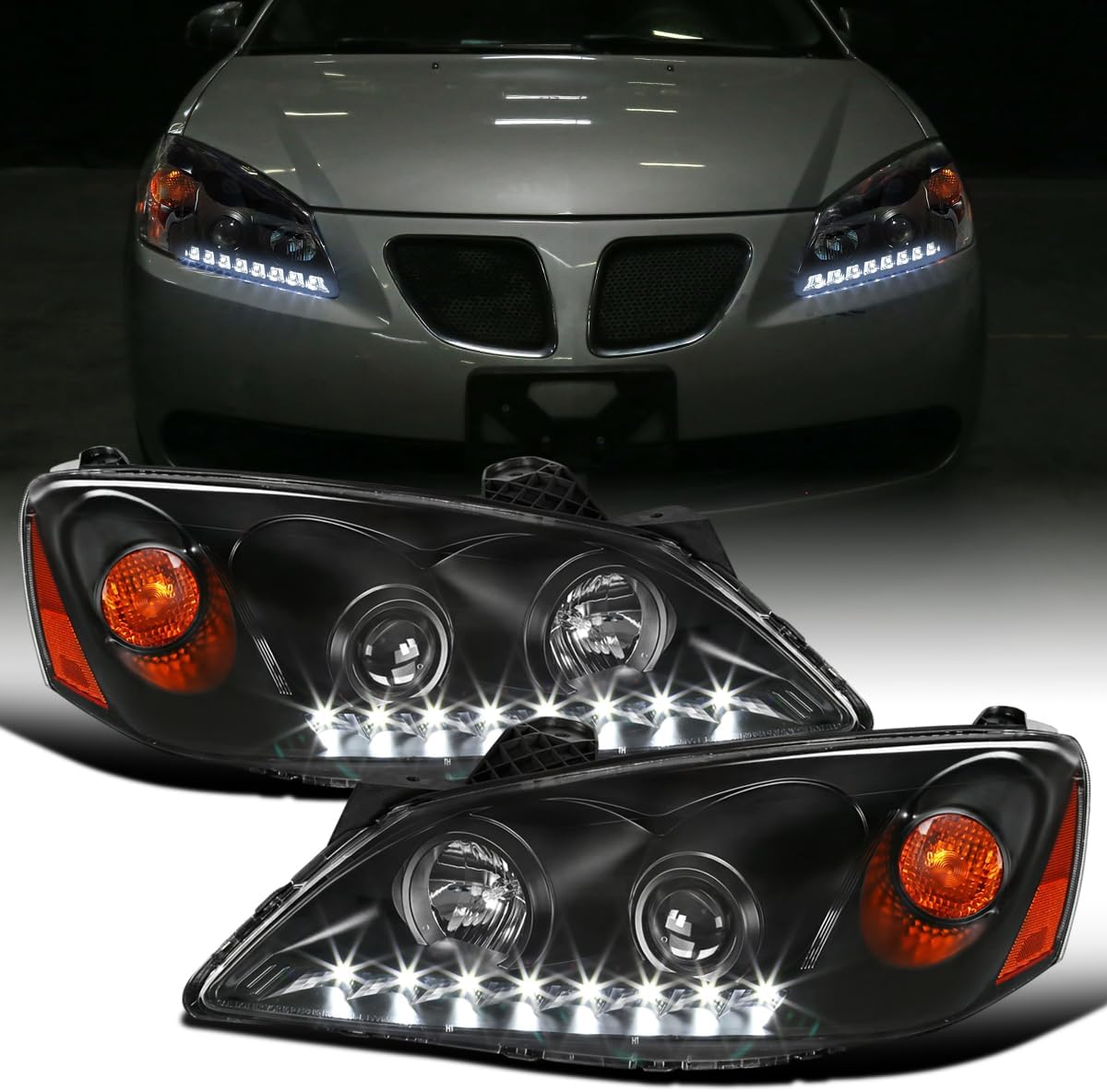 Ronnin Replacement Projector Headlight Assembly Pair for 2005–2010 Pontiac G6