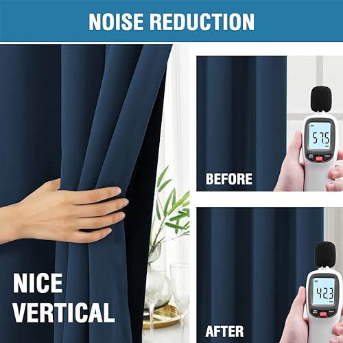 Miniatura 6 de H.VERSAILTEX Cortinas 100% opacas para dormitorio con forro negro, cortina de oscurecimiento de habitación completa de 84 pulgadas de largo, con