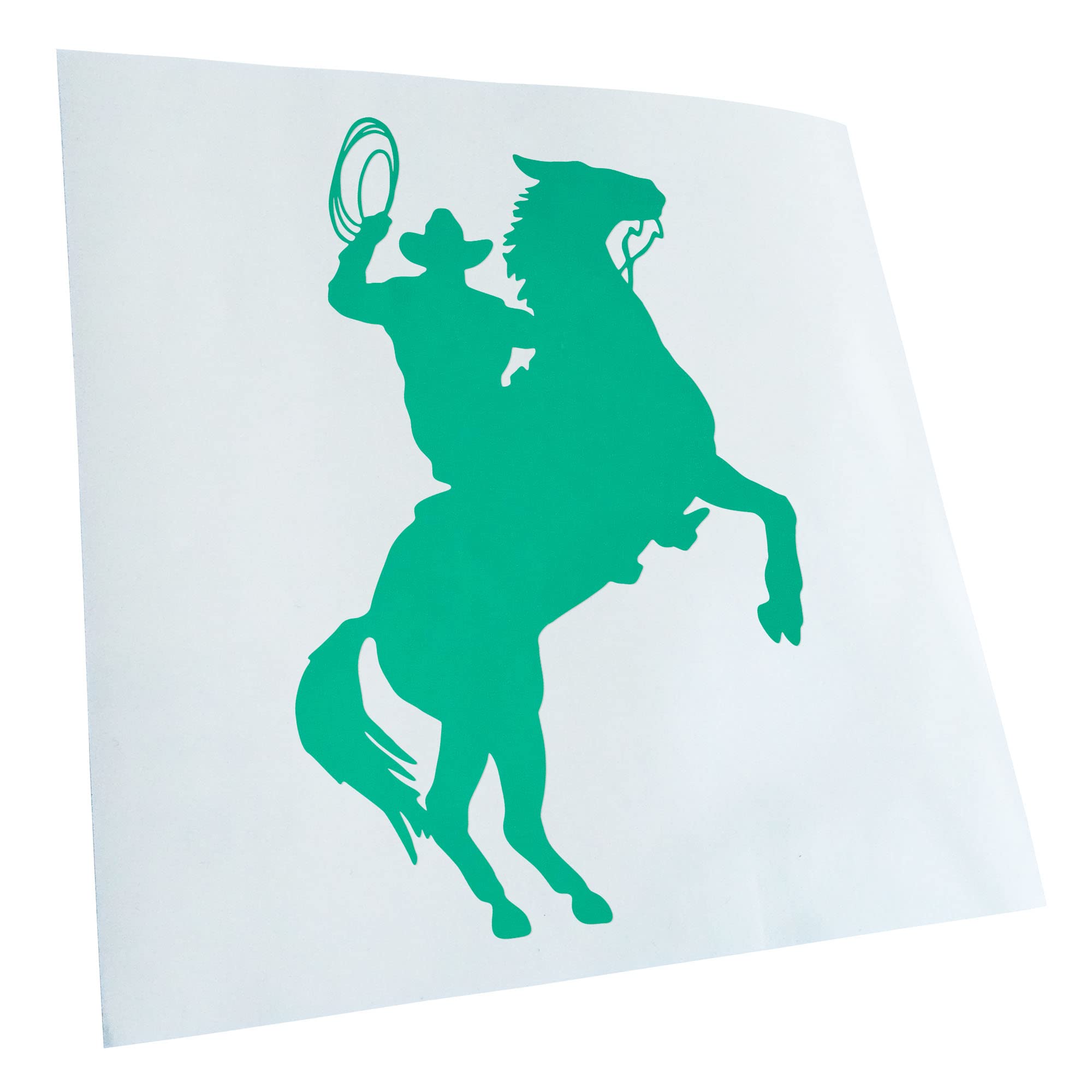 Kiwistar - Car Sticker - Turquoise - 24 x 16 cm Cowboy with Horse Lasso Sticker for Car, Laptop, Bicycle, Truck, Motorcycle Multi-Coloured JDM Decal Racing