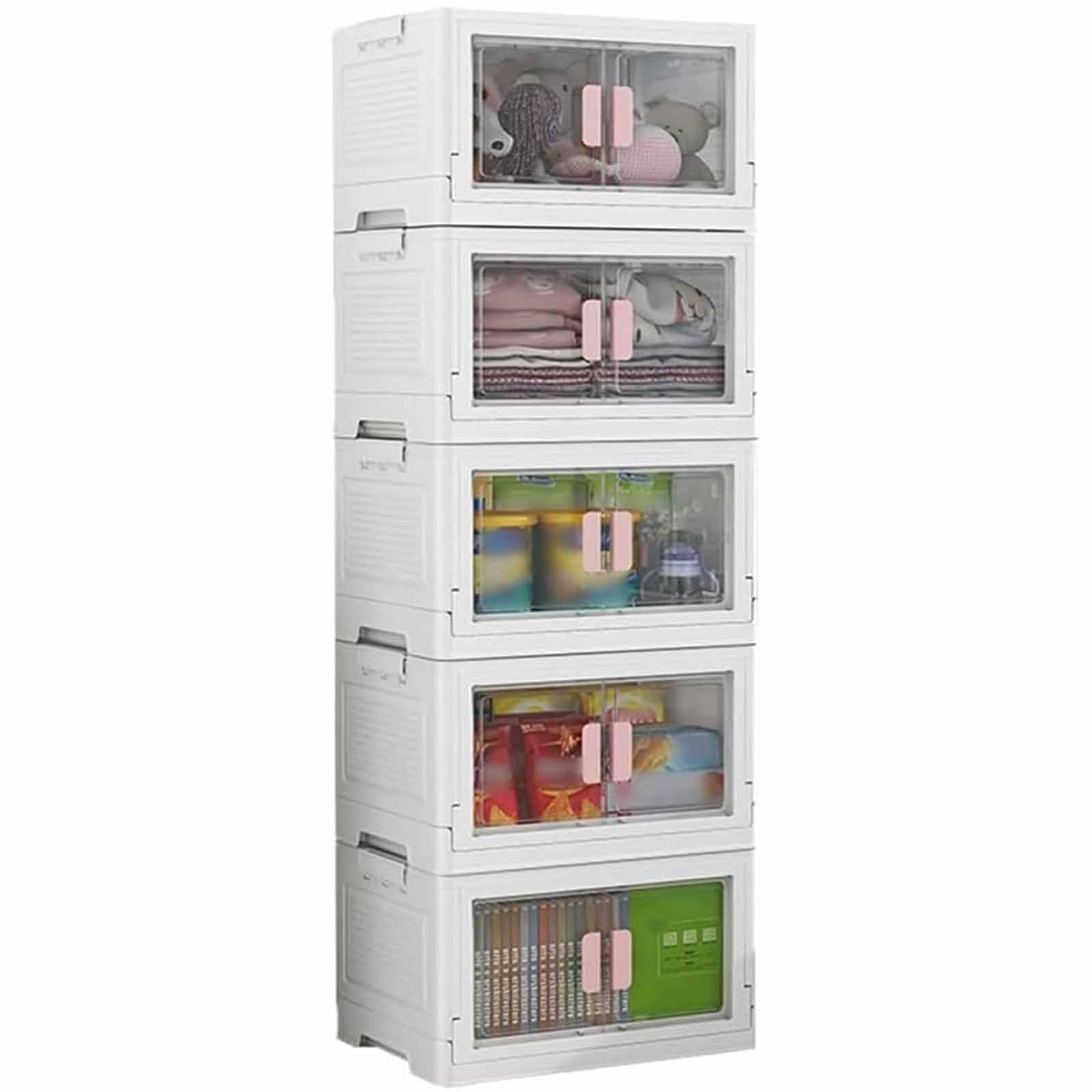 Caja de Almacenamiento con Tapas y Ruedas, Apertura Doble Transparente Cajas,Caja de Almacenamiento de plástico Plegable, para Salas de Estar dormitorios