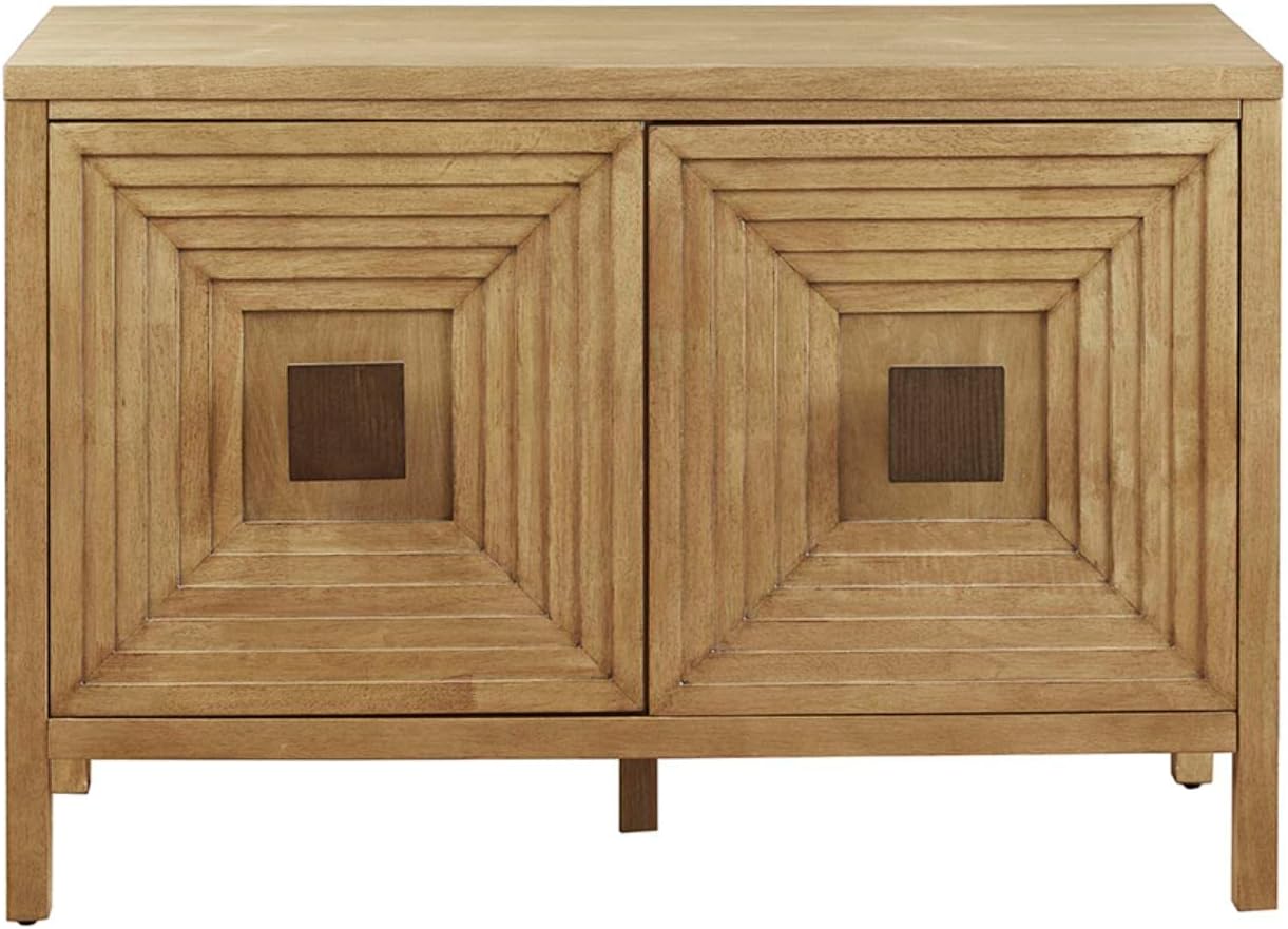 Natural Wood 2-Door Accent Cabinet with Adjustable Shelves