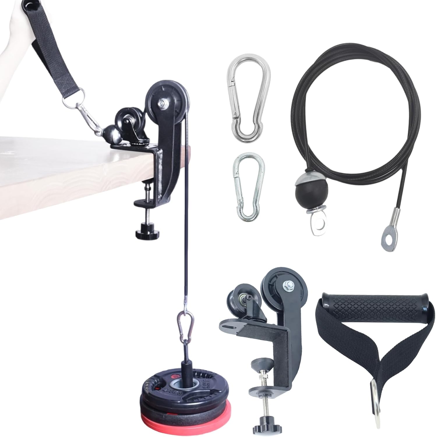 Arm Wrestling Training Pulley System Professional, Forearm Workout Table Equipment, Wrist Exerciser Cable Machine with Rope Handle