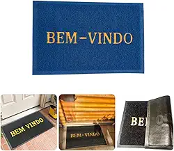 Tapete Bem-Vindo Capacho Emborrachado Antiderrapante Entrada (Azul)