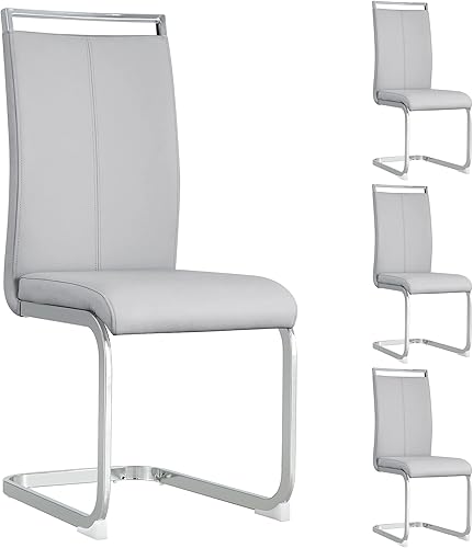 Miniatura 57 de Sillas de Comedor Modernas - Juego de 4 sillas para mesa de comedor, sillas de comedor blancas, patas cromadas plateadas para comedor, sillas de