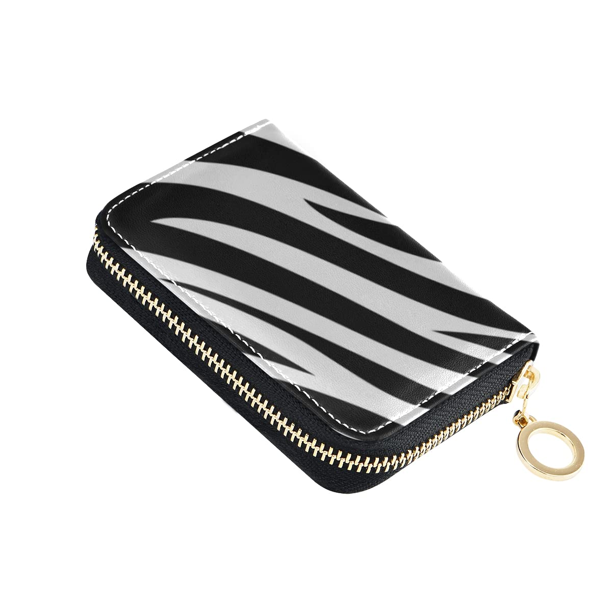 Etui na karty tło zebra zwierzę nadruk etui na karty kredytowe skórzany portfel zamek błyskawiczny dla mężczyzn kobiet przenośne, Tło Zebra Animal Print, one size