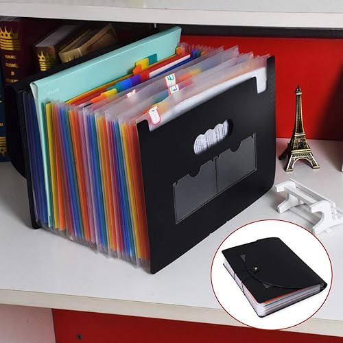 Miniatura 5 de SAYEEC Organizador de archivos de acordeón de 13 bolsillos, carpeta de documentos de gran capacidad, tamaño carta, tamaño A4, cartera de papel, caja