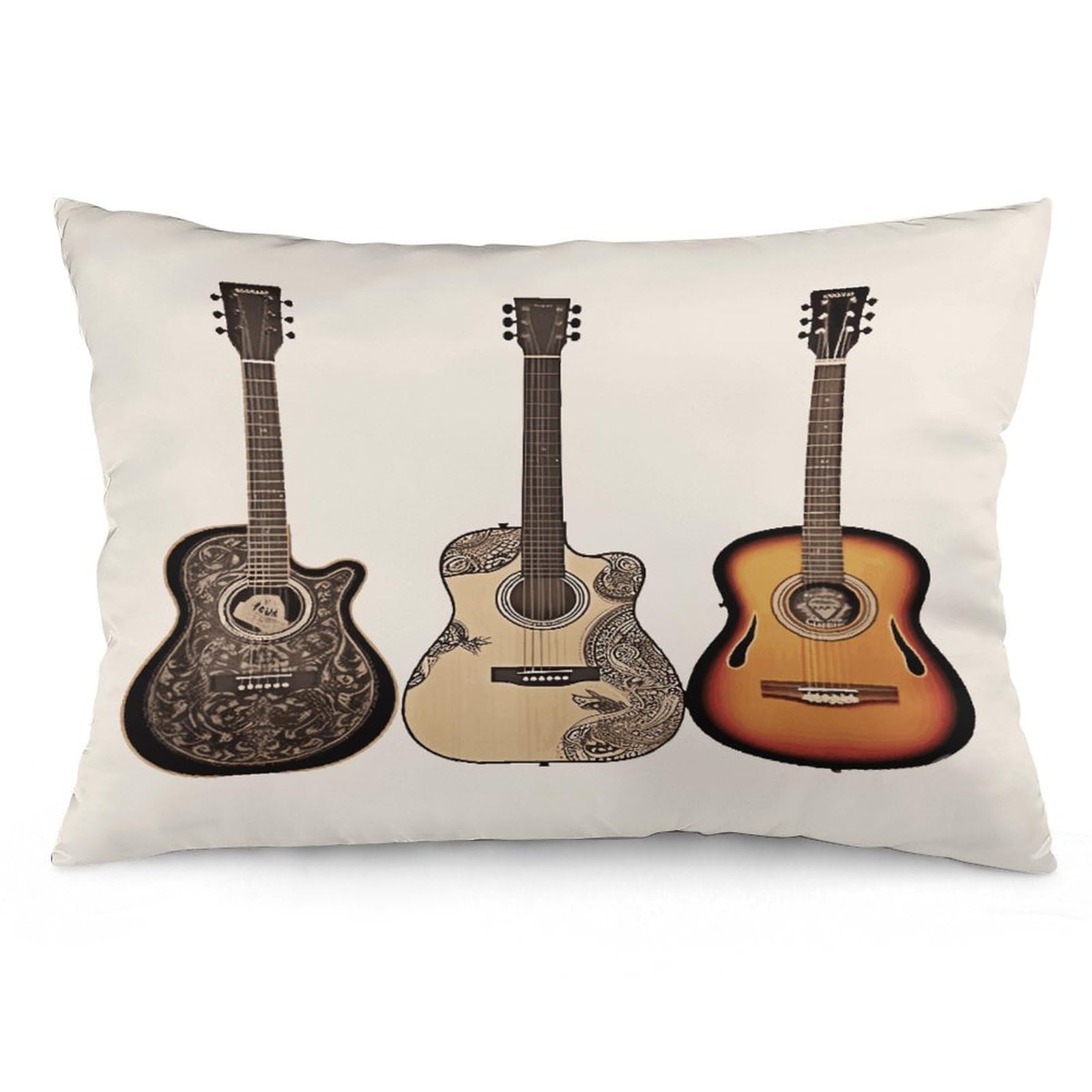 Guitar Throw Pillow Cover Soft Lumbar Pillow Covers with Zipper Breathable Rectangular Cushion Case Polyester Pillow Case Decorative Body Pillow Cover for Couch Bed