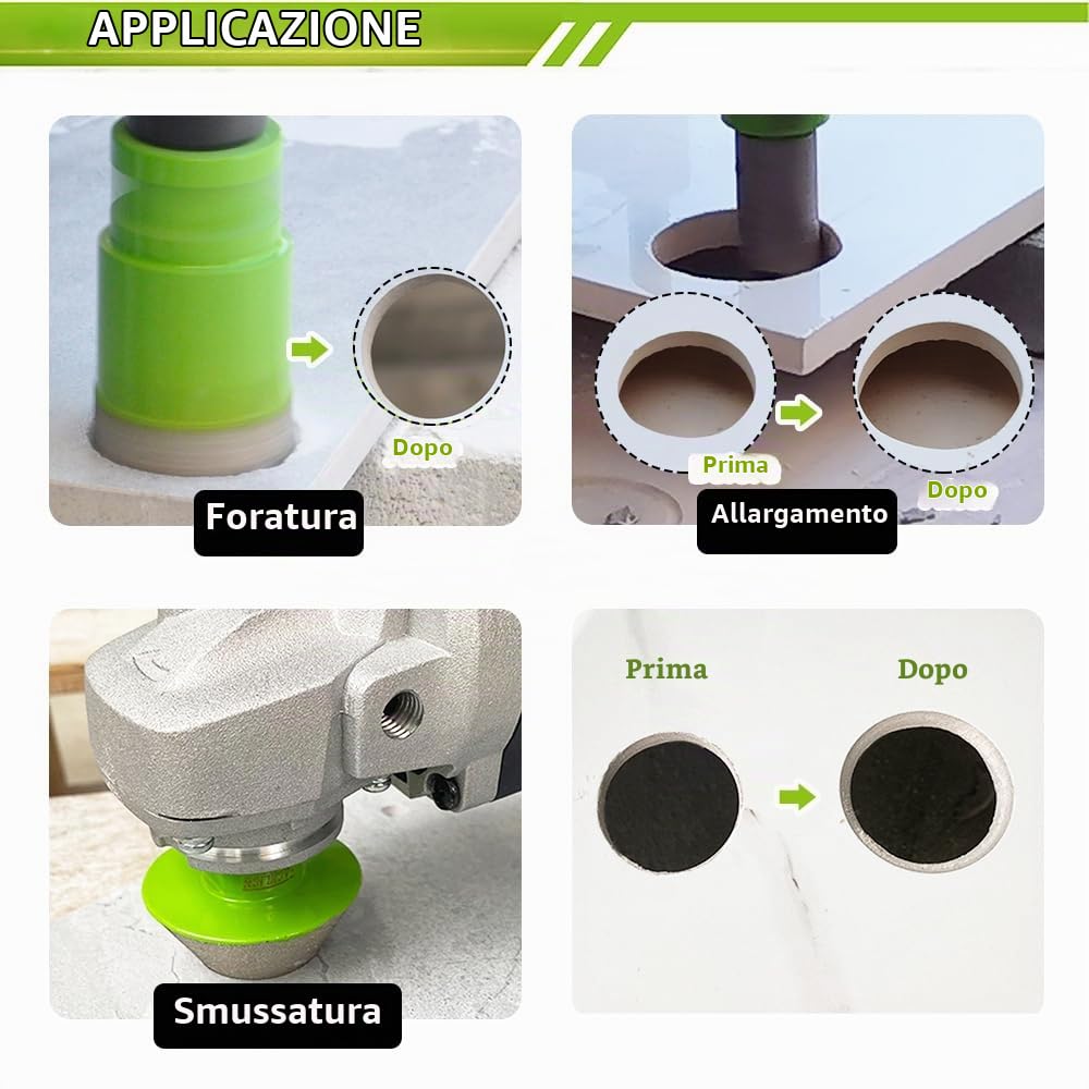 Fresa Diamantata 6/8/10/25/35/50/68/110MM Punte Trapano Diamantate 11 Pezzi con Alluminio Scatola e 20mm and 50mm Fresa e Adattatore per Porcellana Piastrella Granito Marmo Taglio a Secco