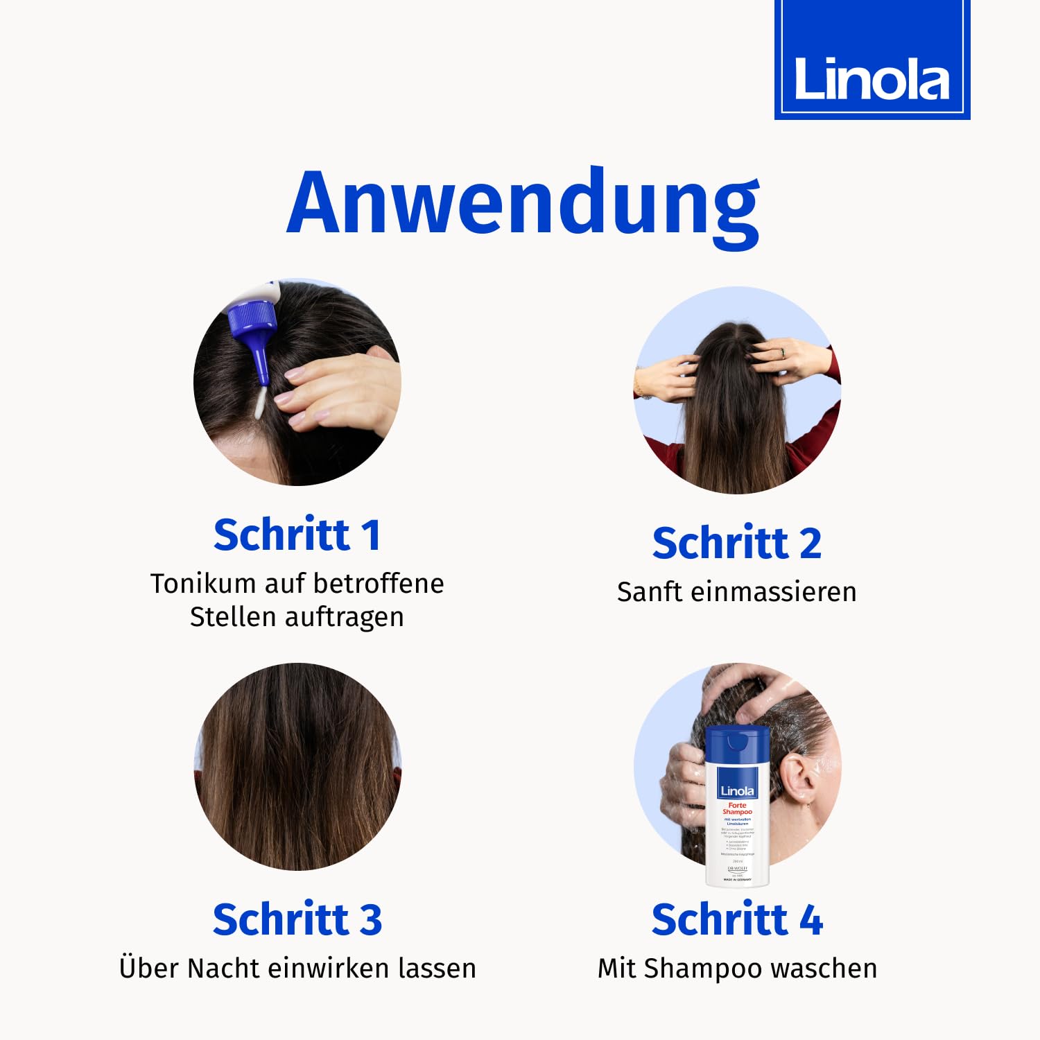 Linola Forte Shampoo + Forte Kopfhaut-Tonikum - 200 ml + 100 ml - Pflege-Set gegen trockene Kopfhaut und Schuppenflechte - Haarshampoo und Haarwasser gegen Juckreiz