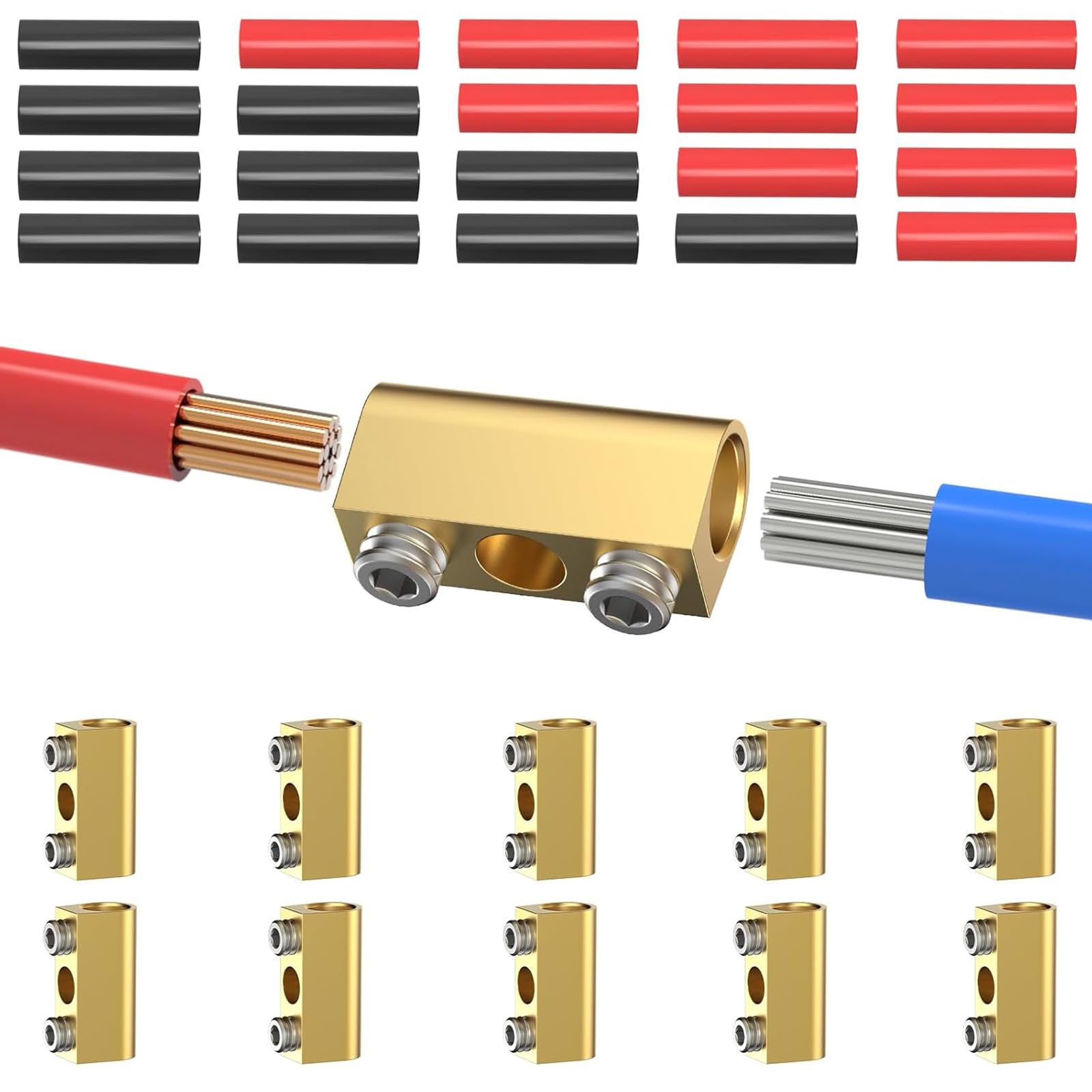 Msioytog 8Awg60a Brasses Horseshoes Terminals Connectors With Enhancing Screw Reliability For Screws And Auxiliary Welding Holes Brasses Terminals