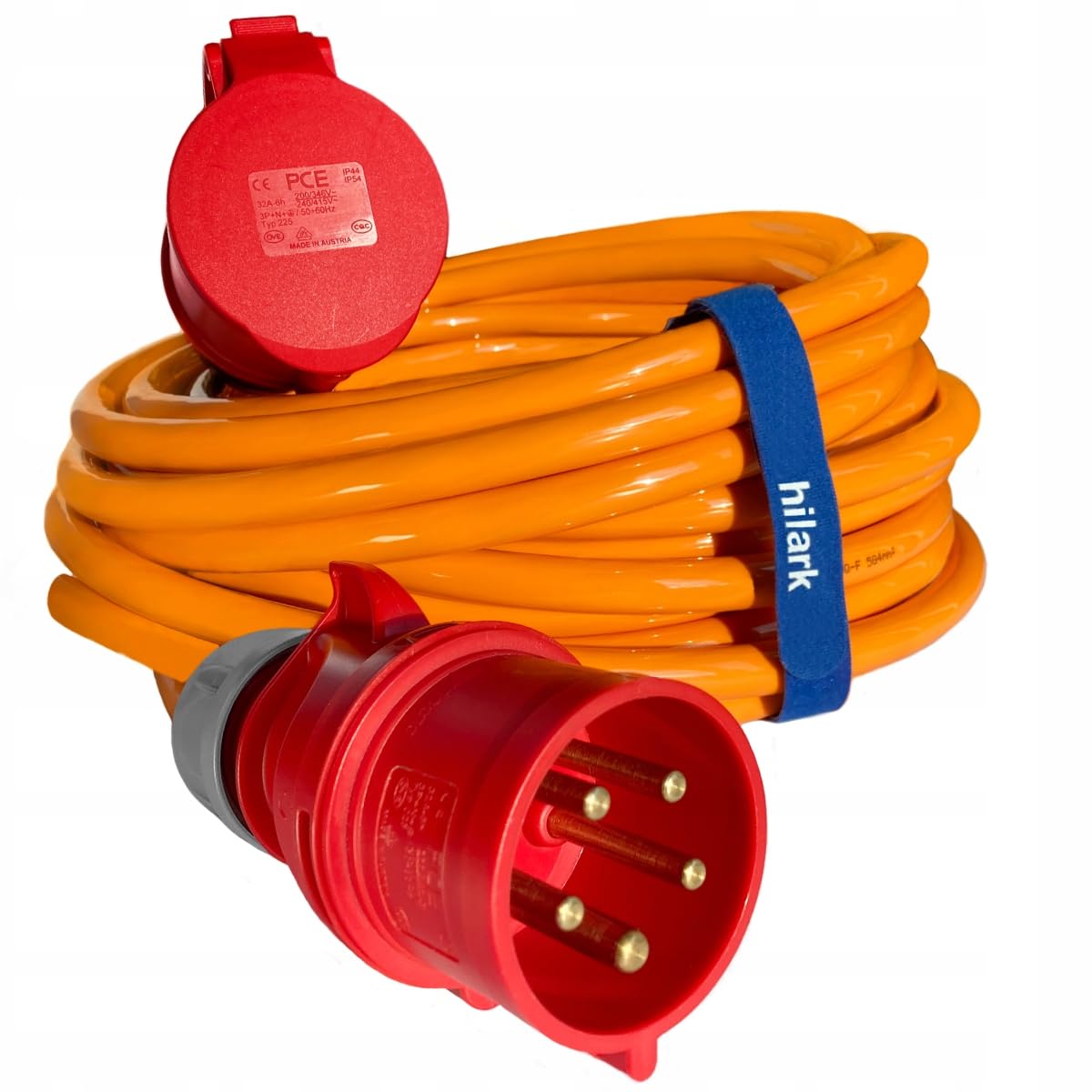 CEE IP44 - Prolunga elettrica in gomma, H07BQ-F, 5g4 mm2, 32A, 25 m, colore: Arancione