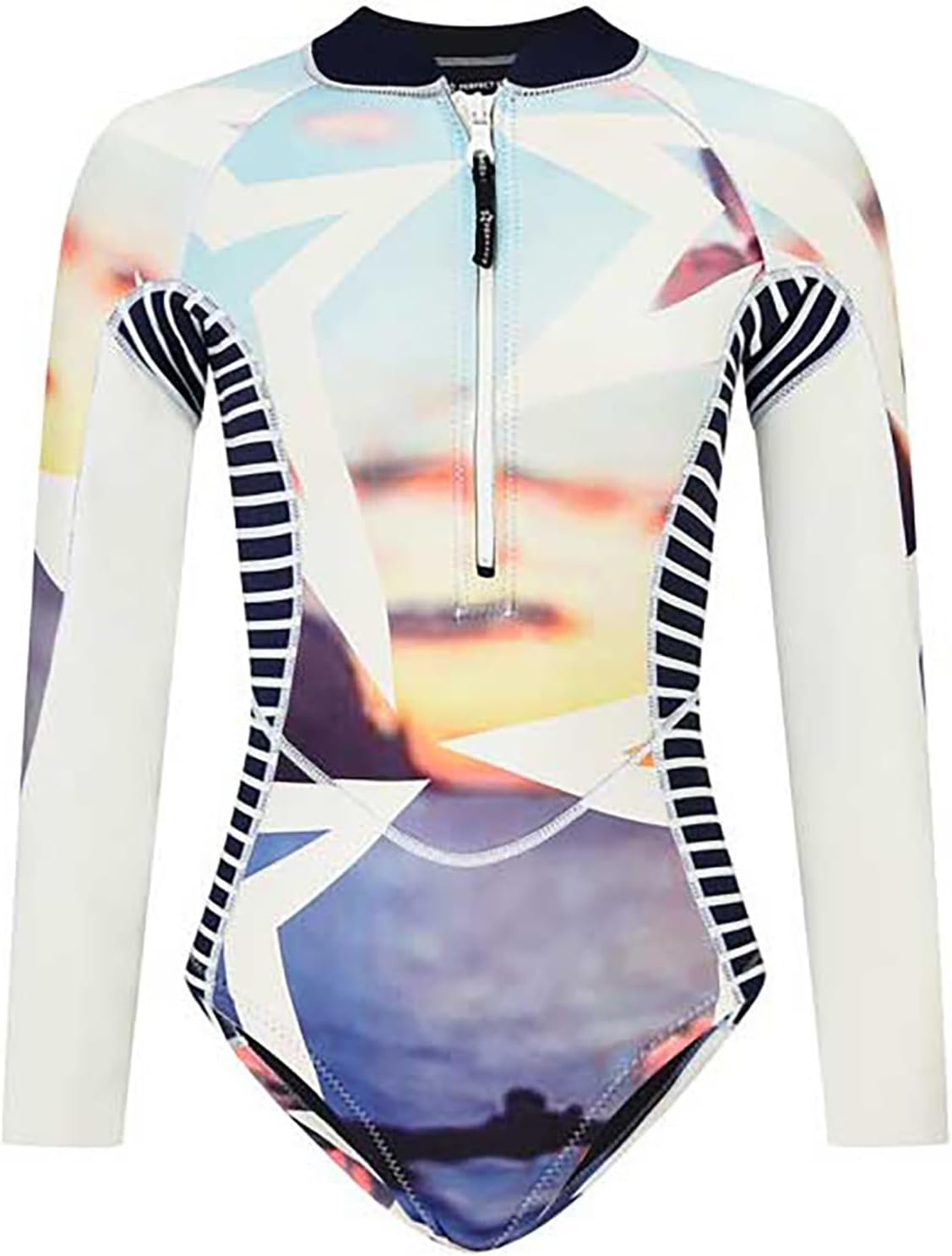 2mm Neoprene Wetsuit, One Piece Diving Suit Women's Long Sleeved Swimwear with Front Zip Triangle Swimsuit Uv UPF 50+ Ladies Bodysuits